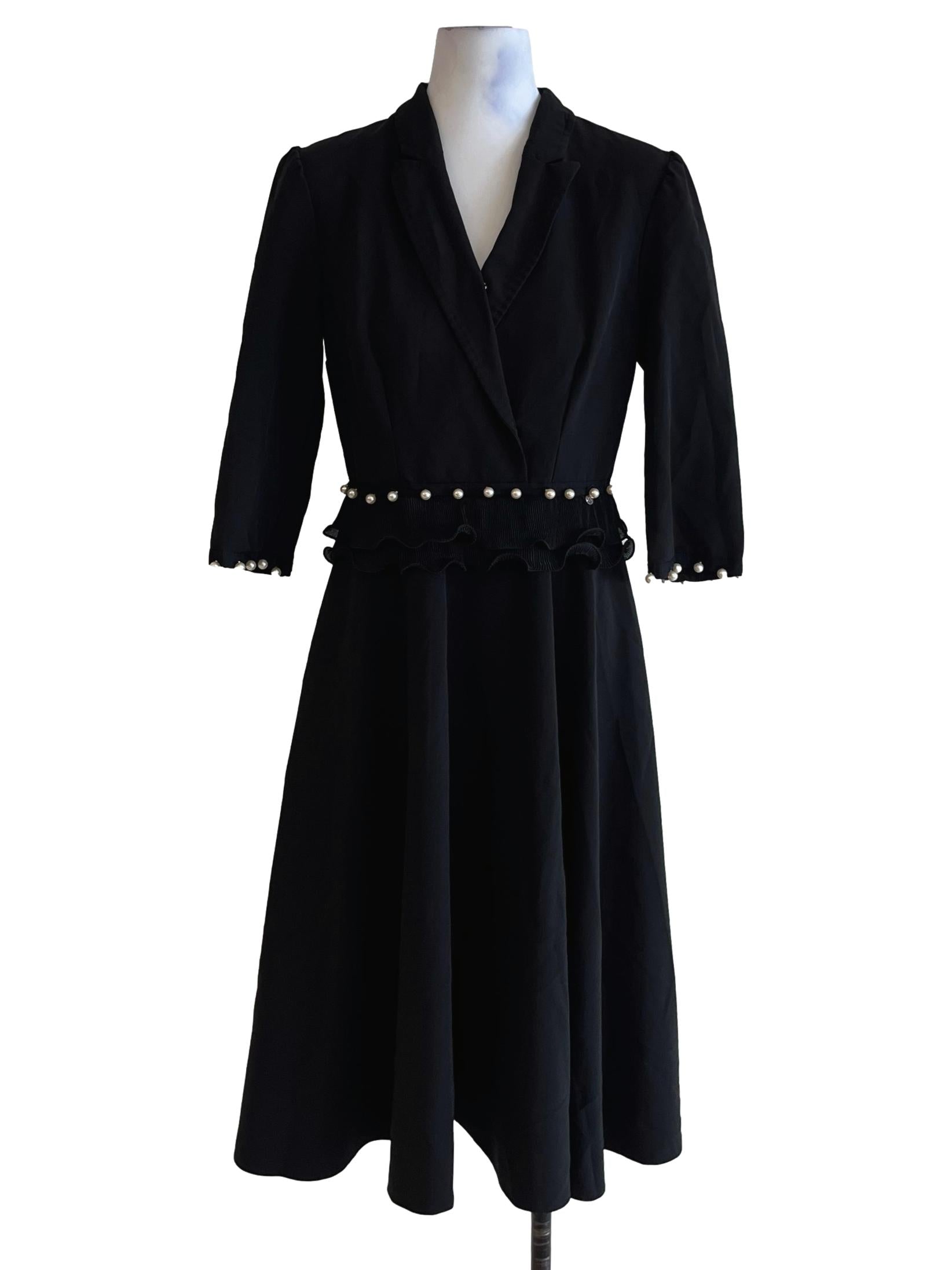 Black Wing Collar Empire Dress
