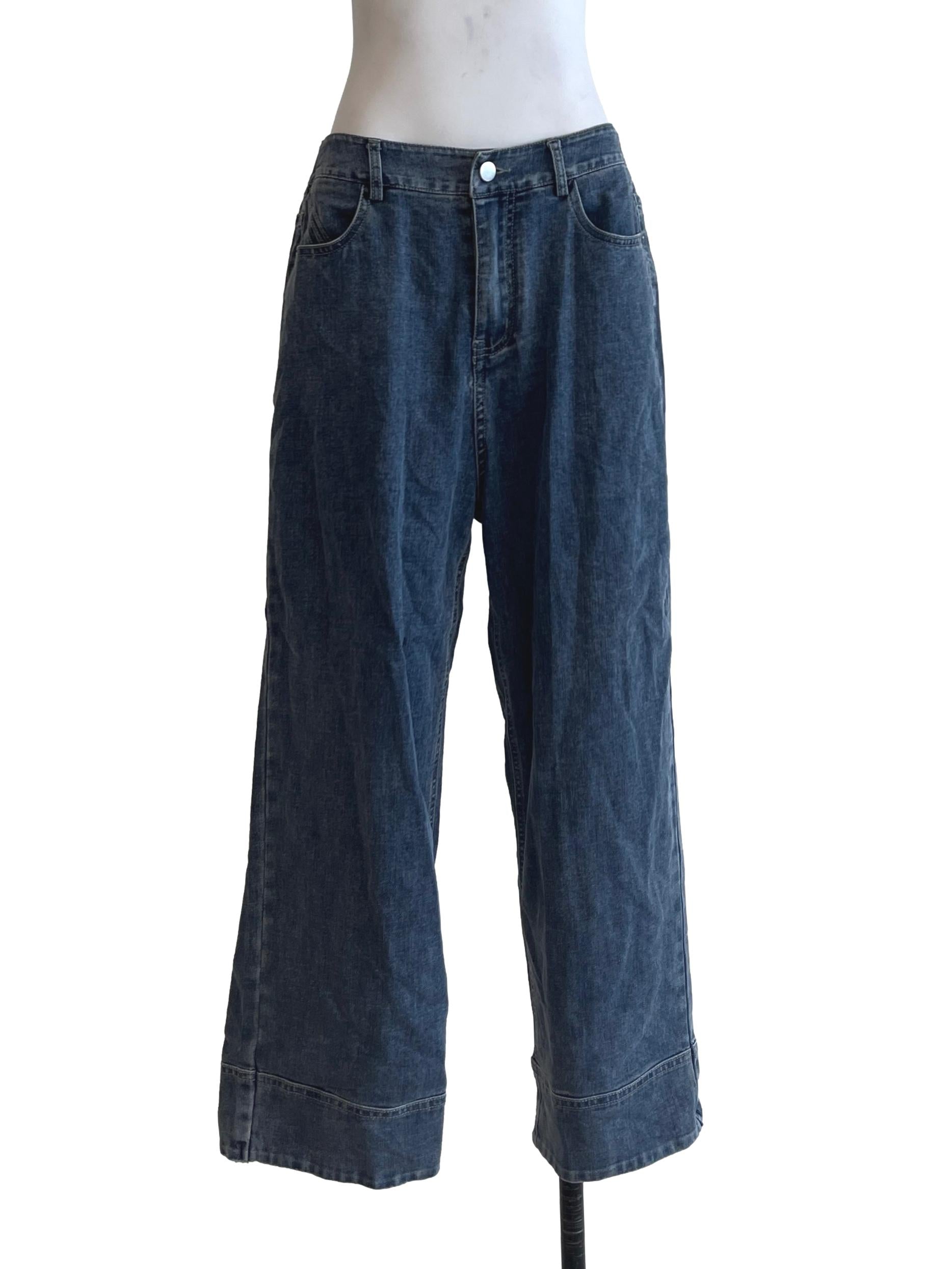 Peacock Blue Jeans Straight Leg Pants