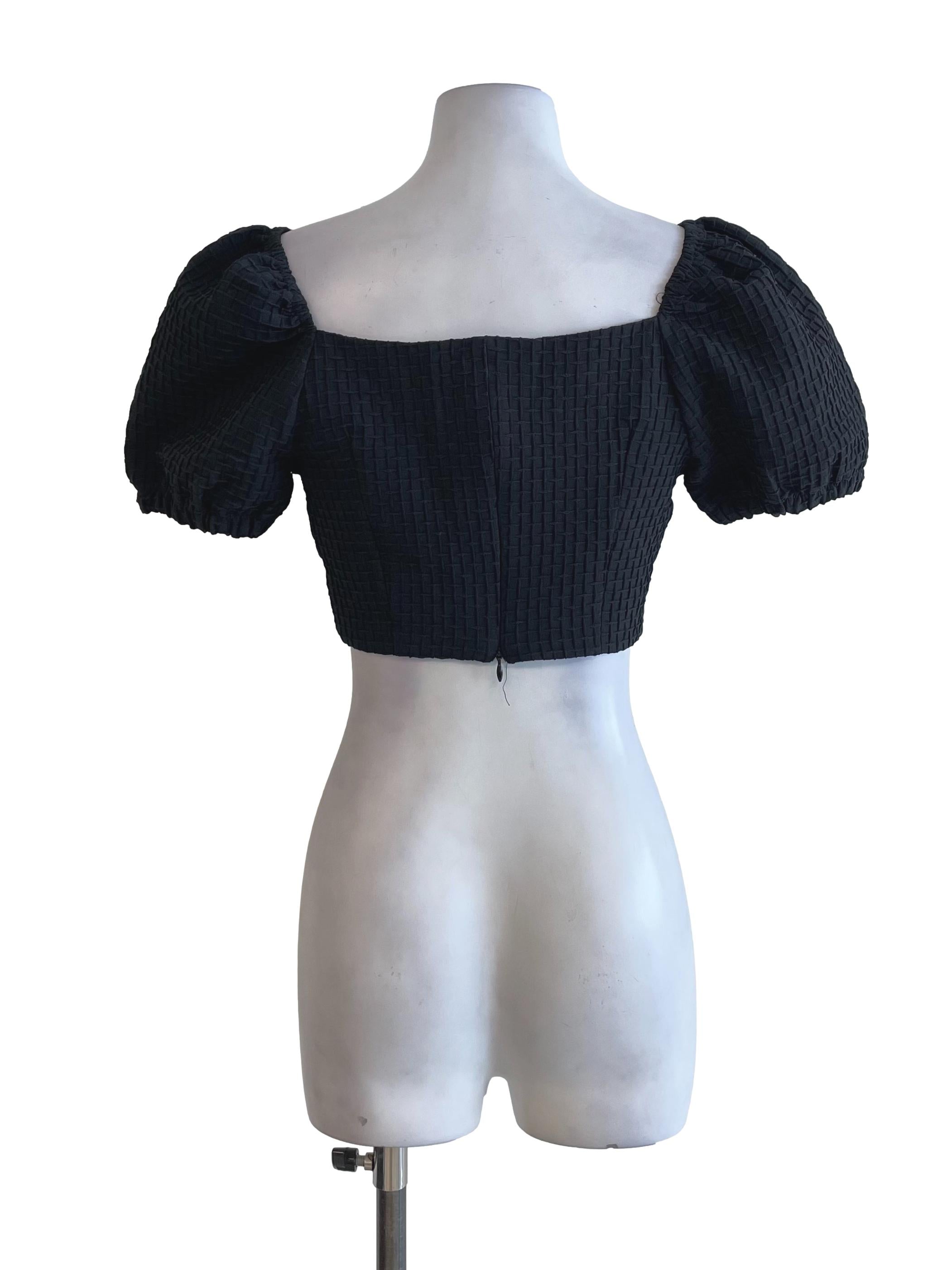 Black Grid Textured Top