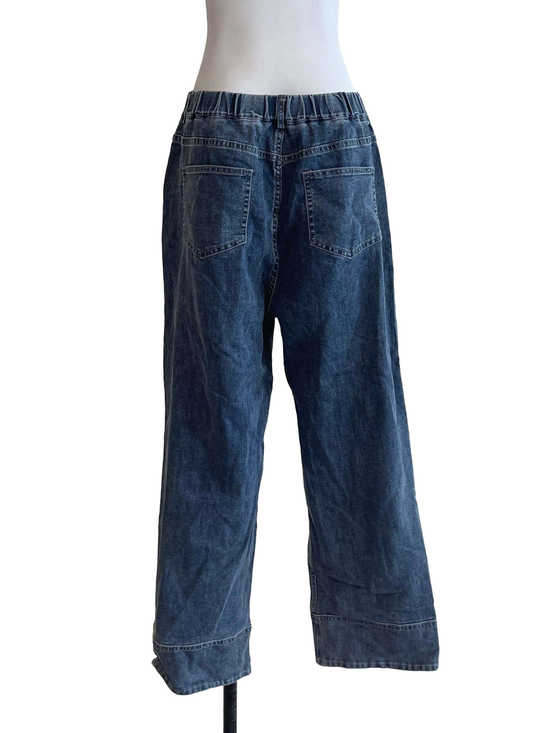 Peacock Blue Jeans Straight Leg Pants