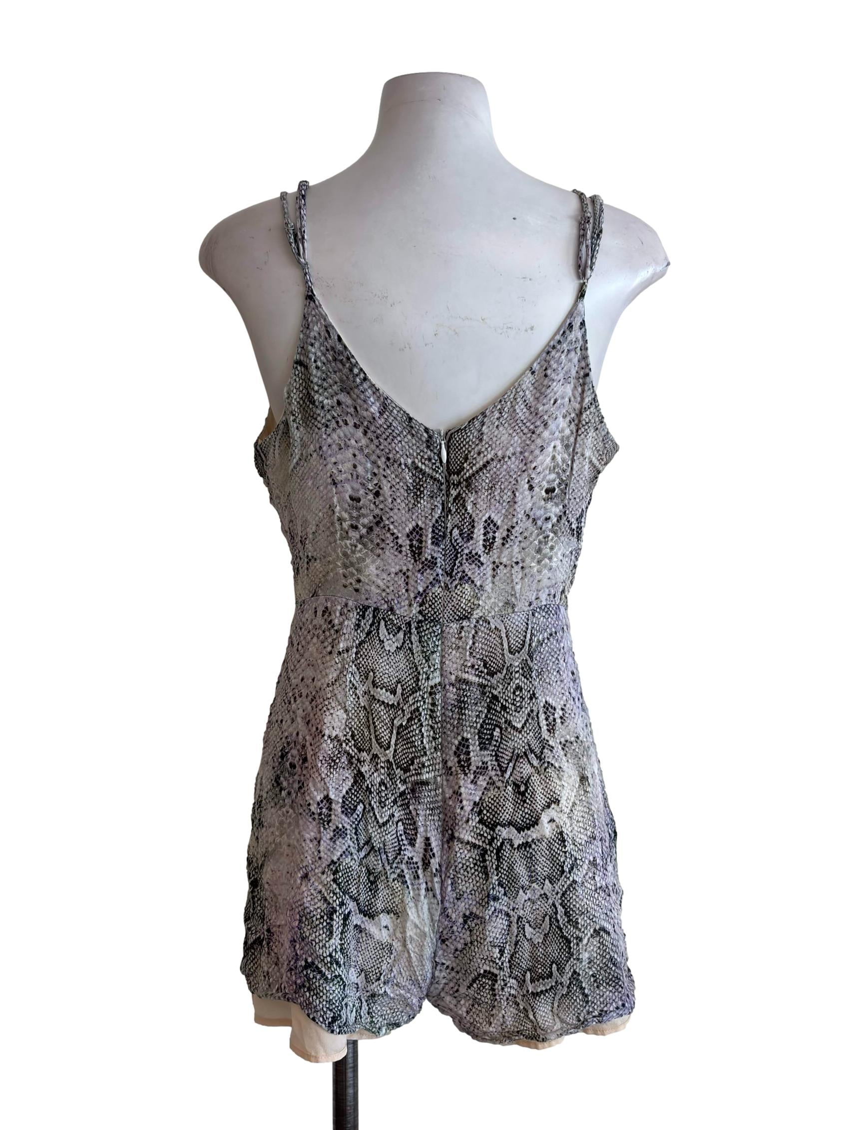 Aqua Snakeskin Spaghetti Strap Romper - Multicolor CSN