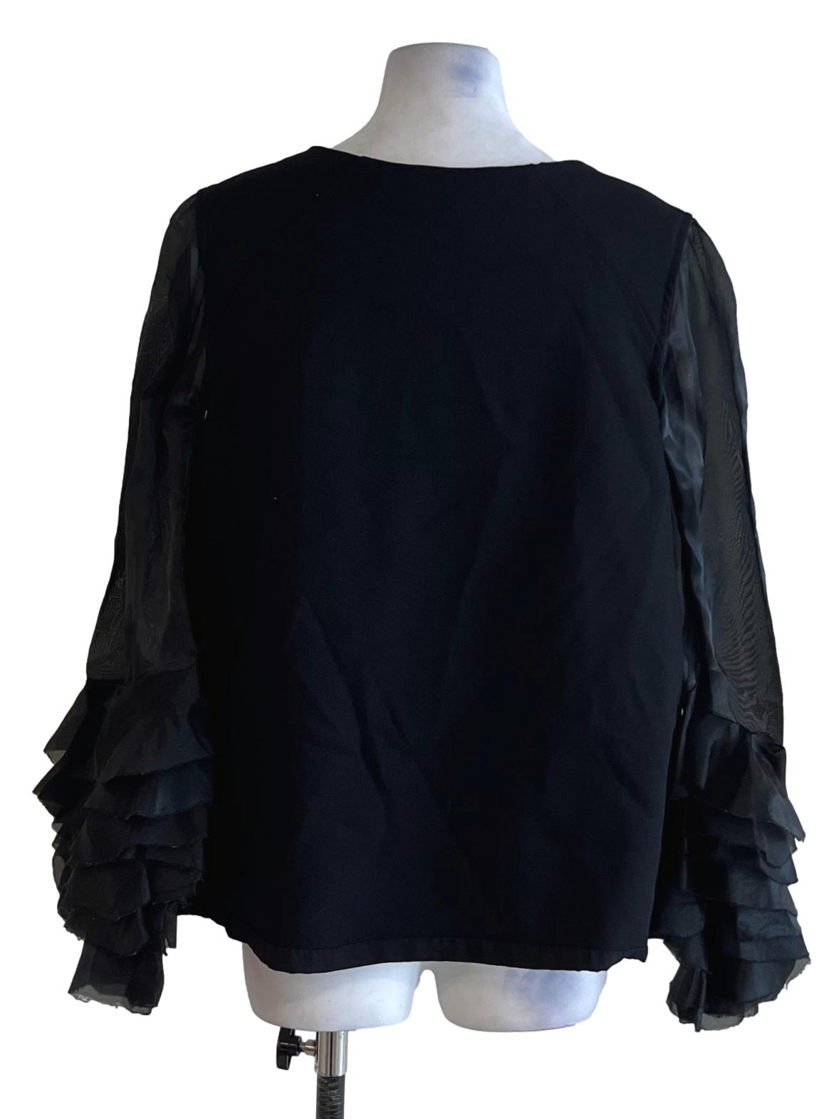 Black Jewel Neckline Zip Up Blouse