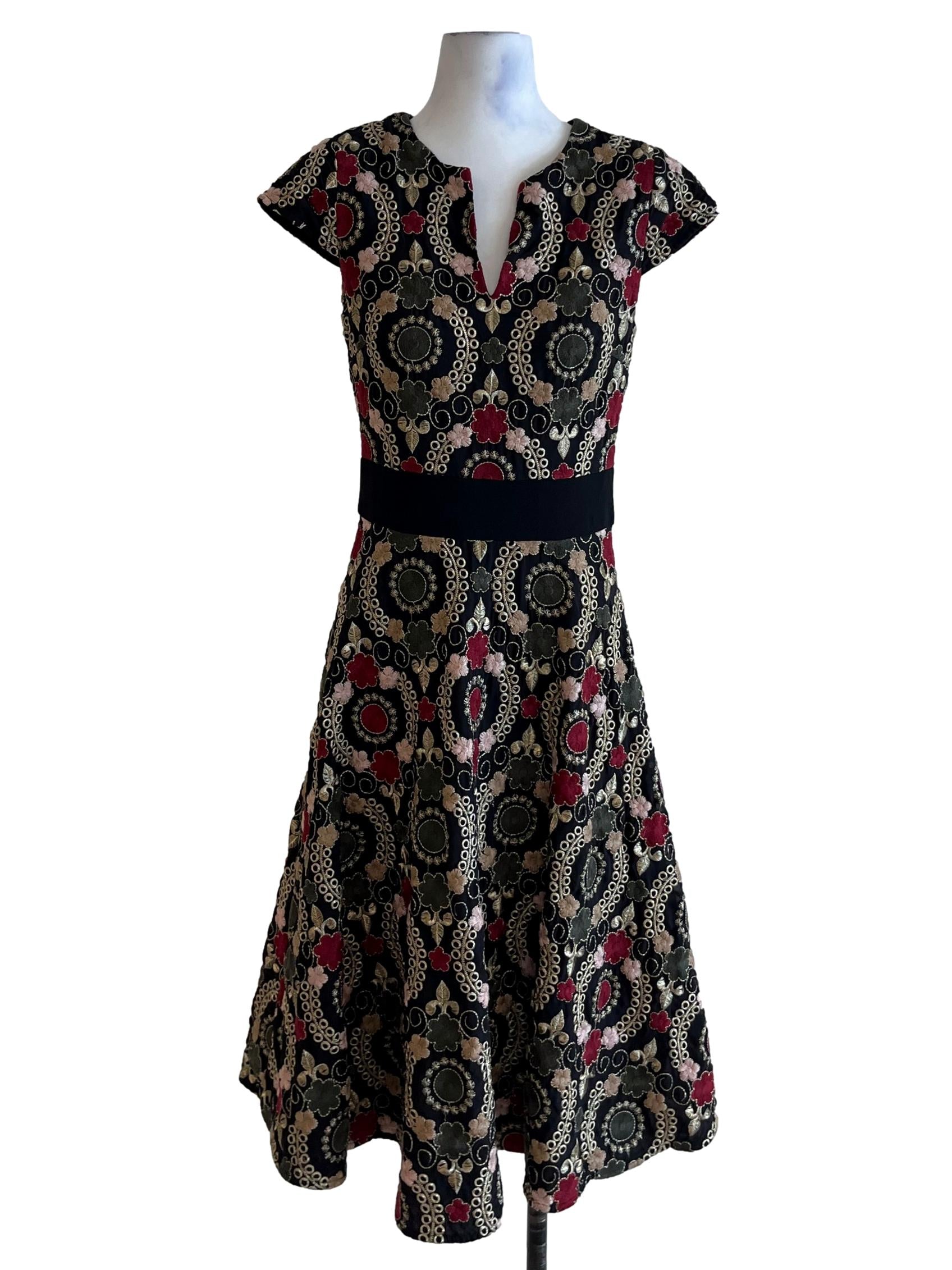 Parisian Black Embroidered Empire Dress