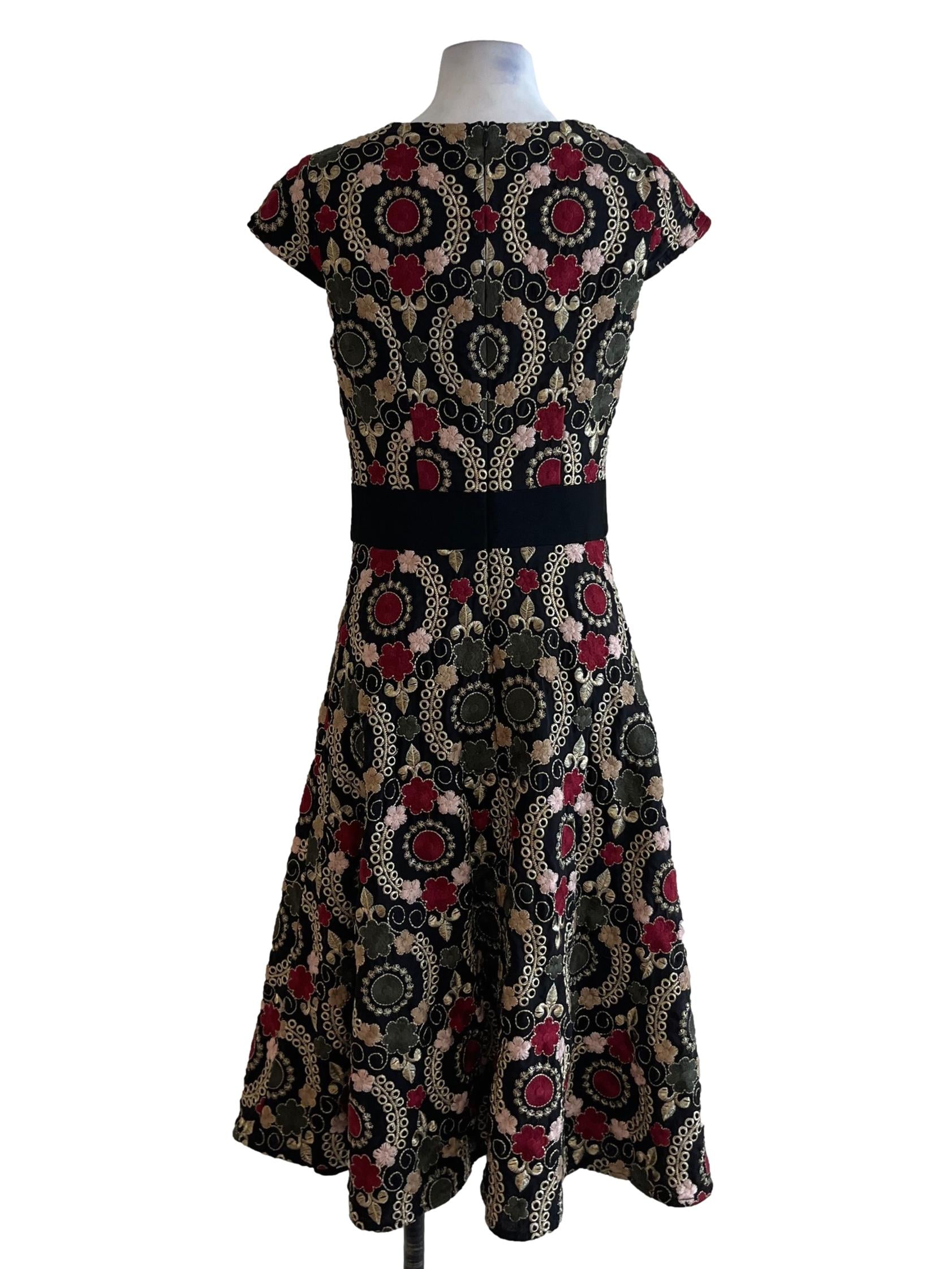 Parisian Black Embroidered Empire Dress