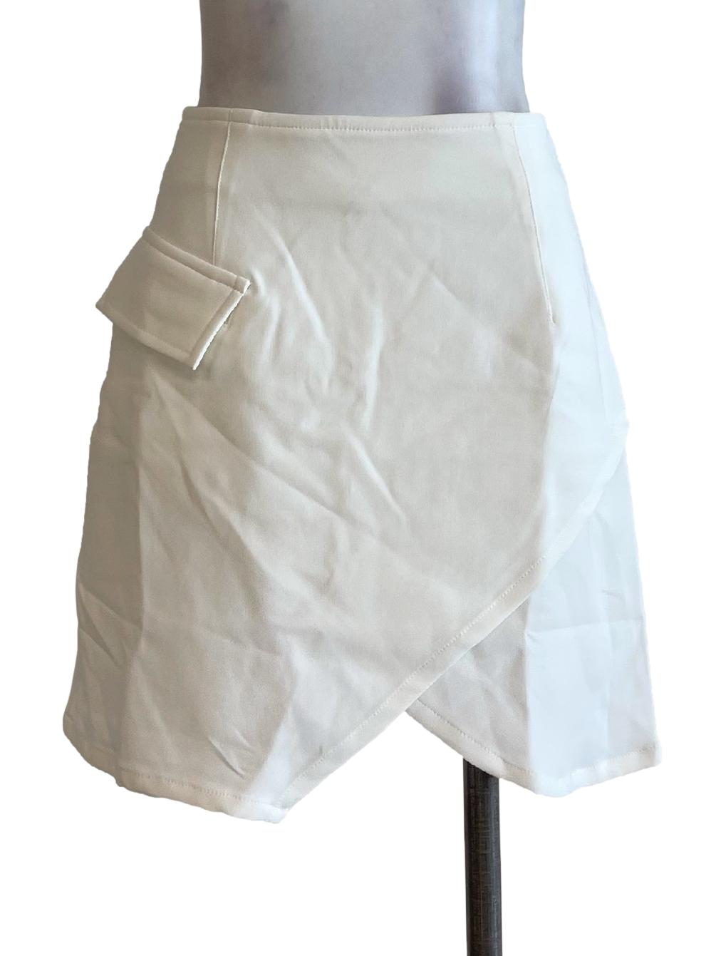 Off White Pocket Irregular Cut Skirt
