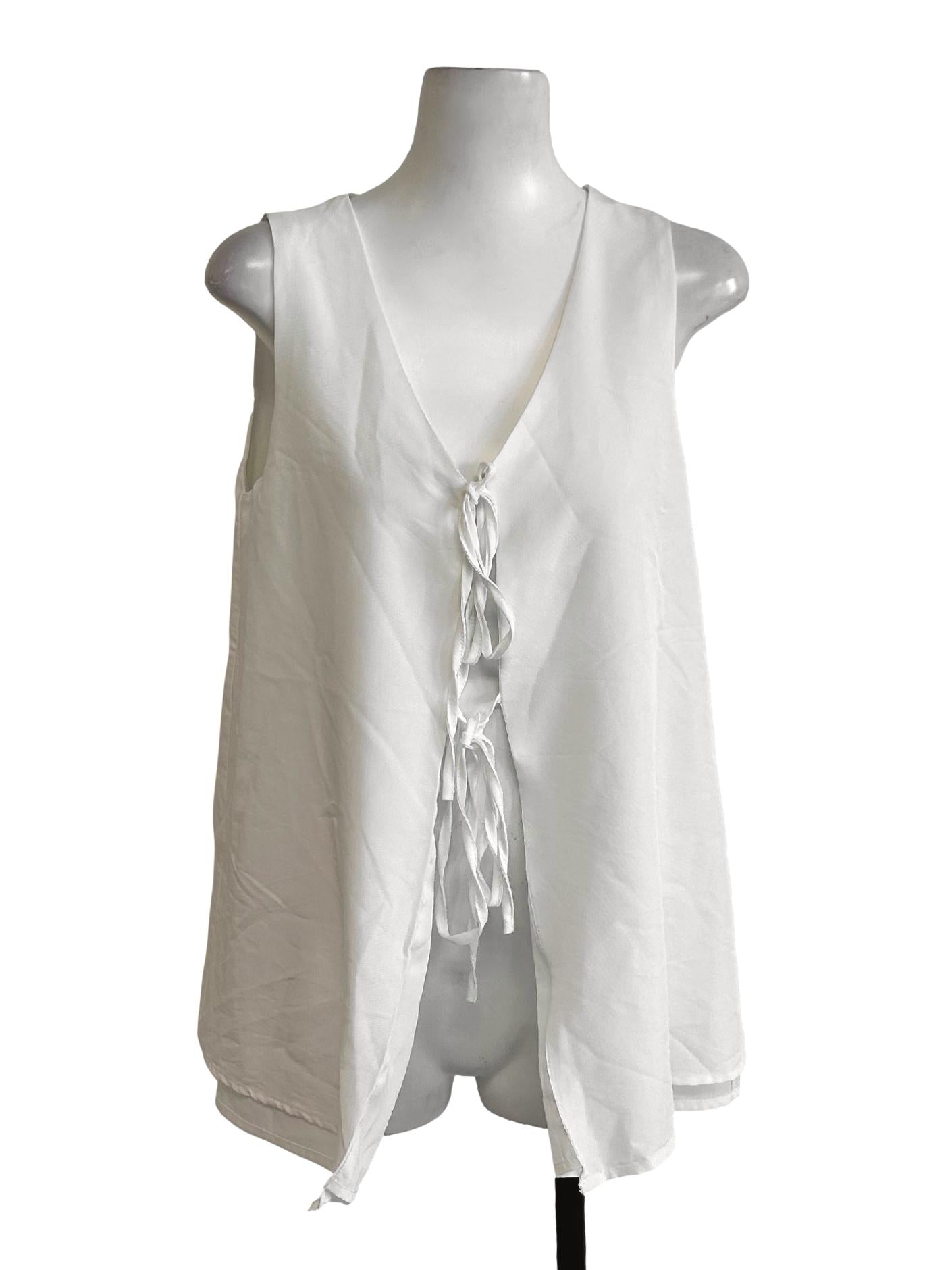 White Front Tie Top