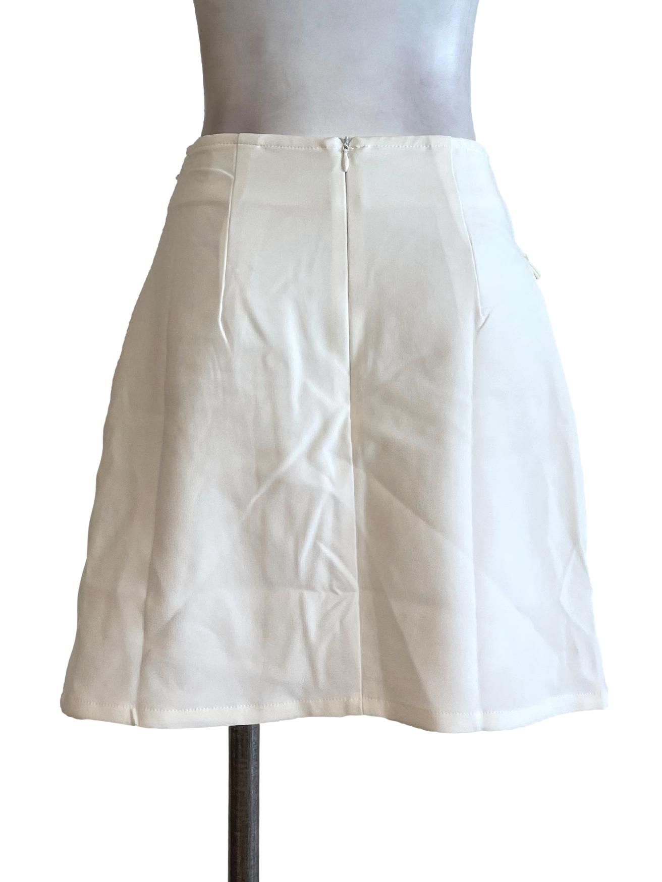 Off White Pocket Irregular Cut Skirt