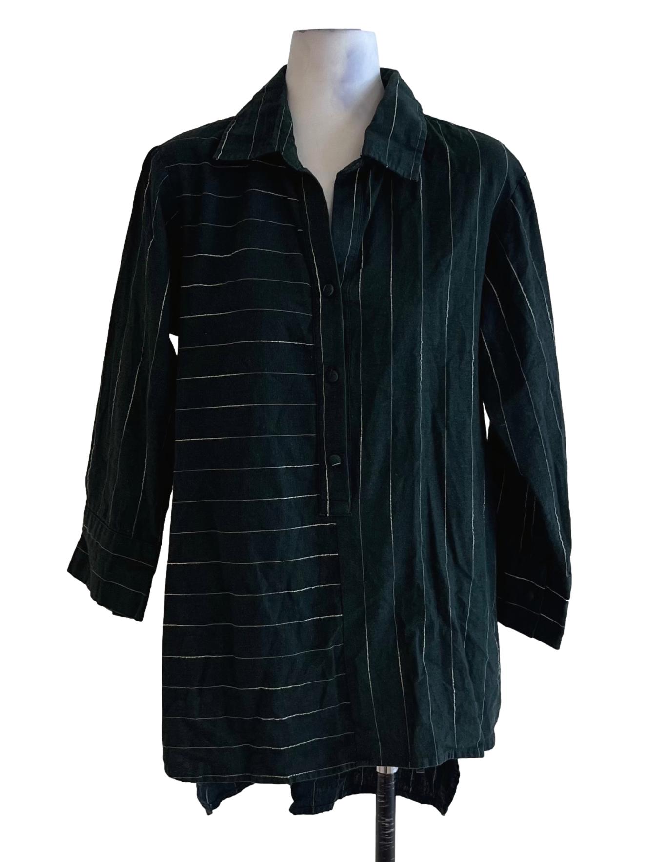 Pine Green Pencil Stripe Shirt Dress