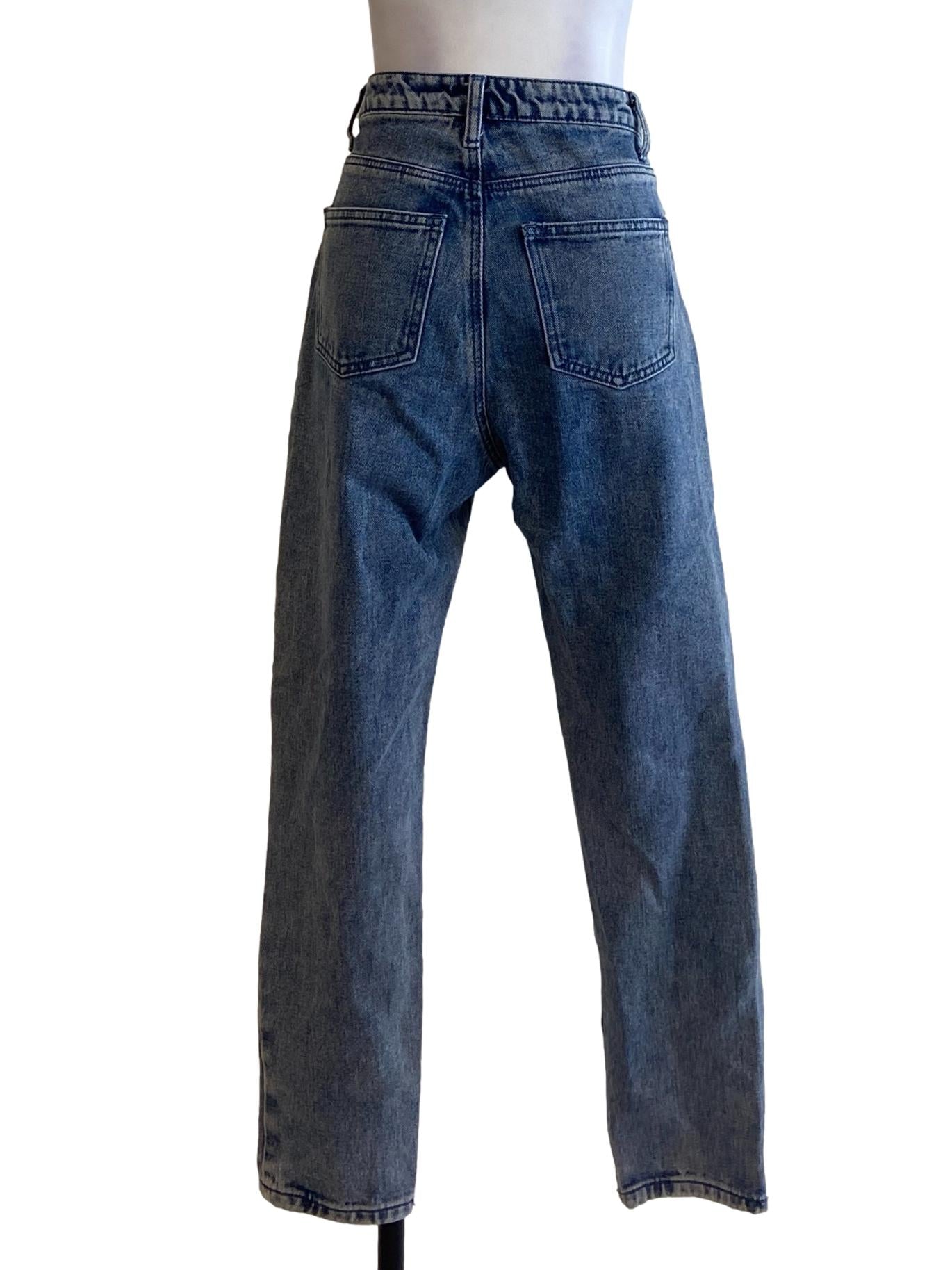 Blue Herringbone Distressed Jeans LB