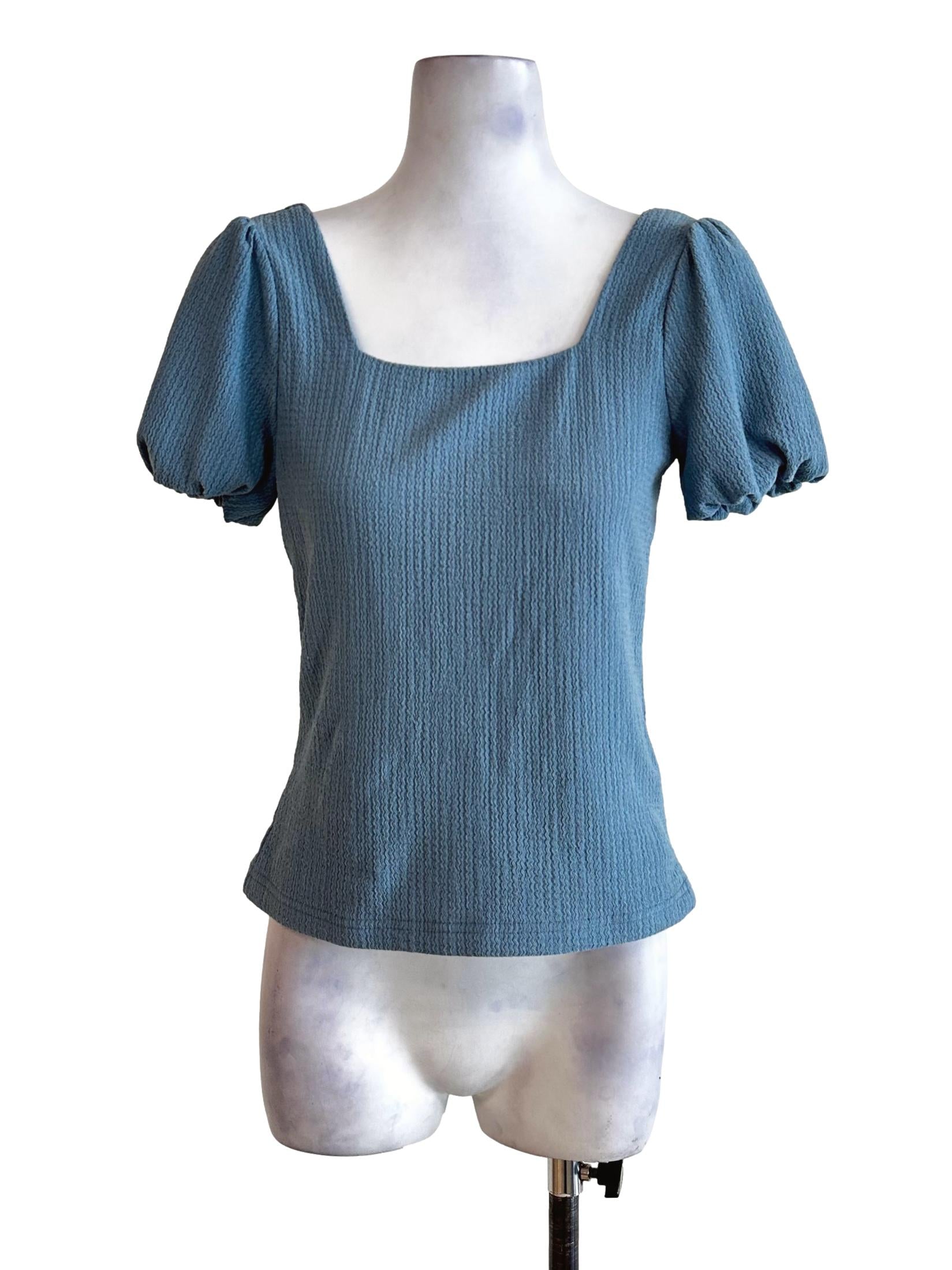 Slate Blue Textured Pattern Top