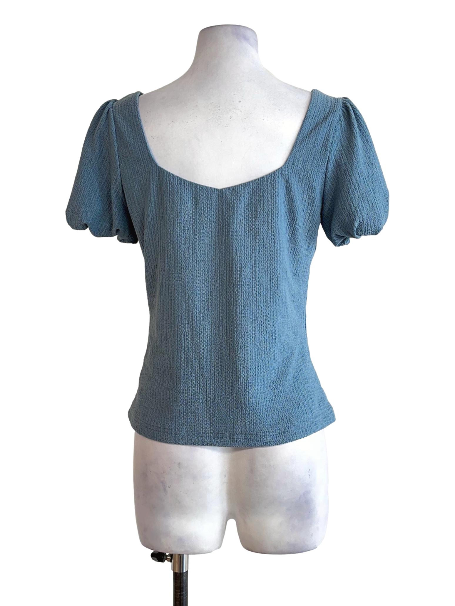 Slate Blue Textured Pattern Top