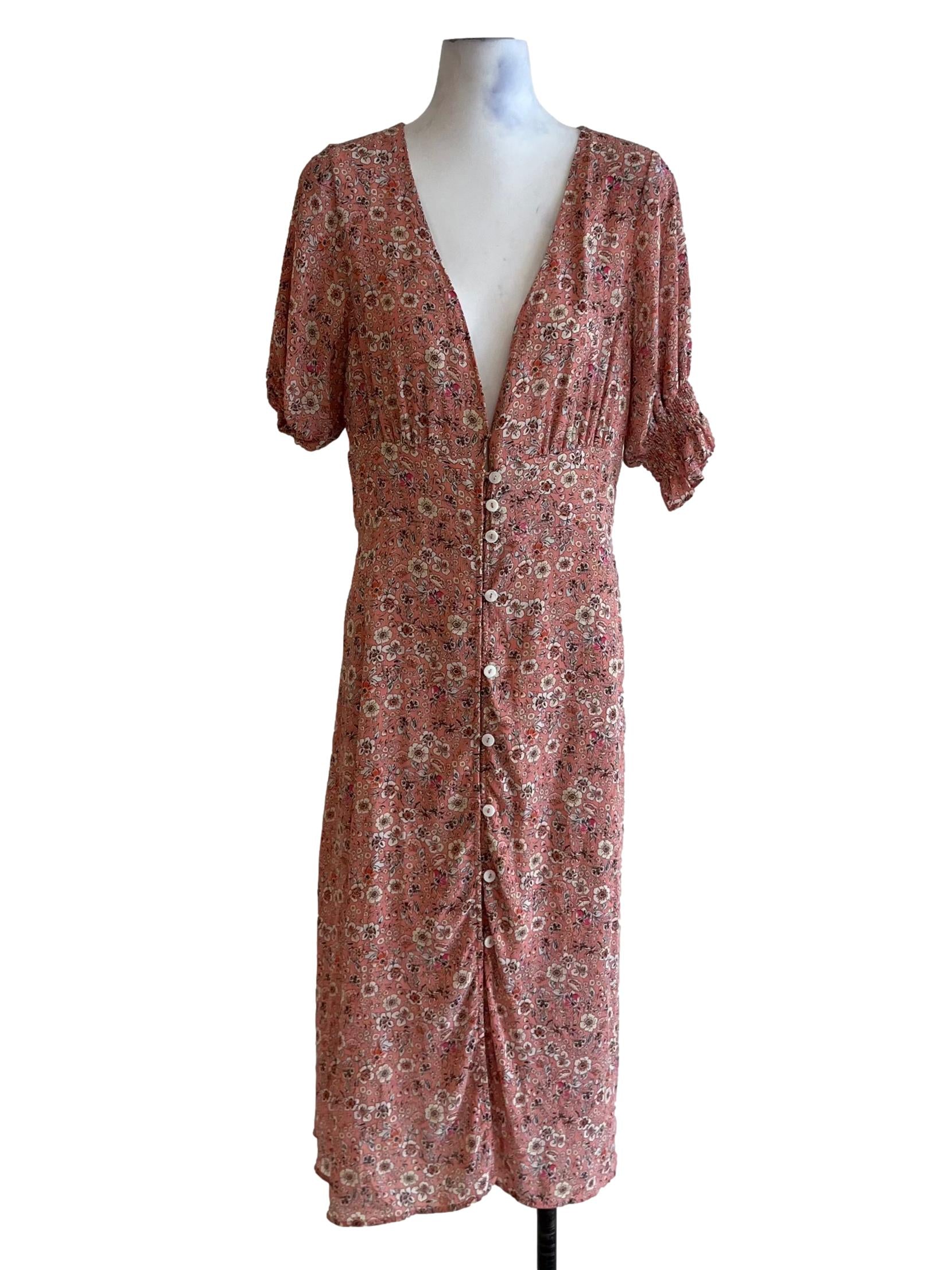 Rose Pink Floral Empire Dress