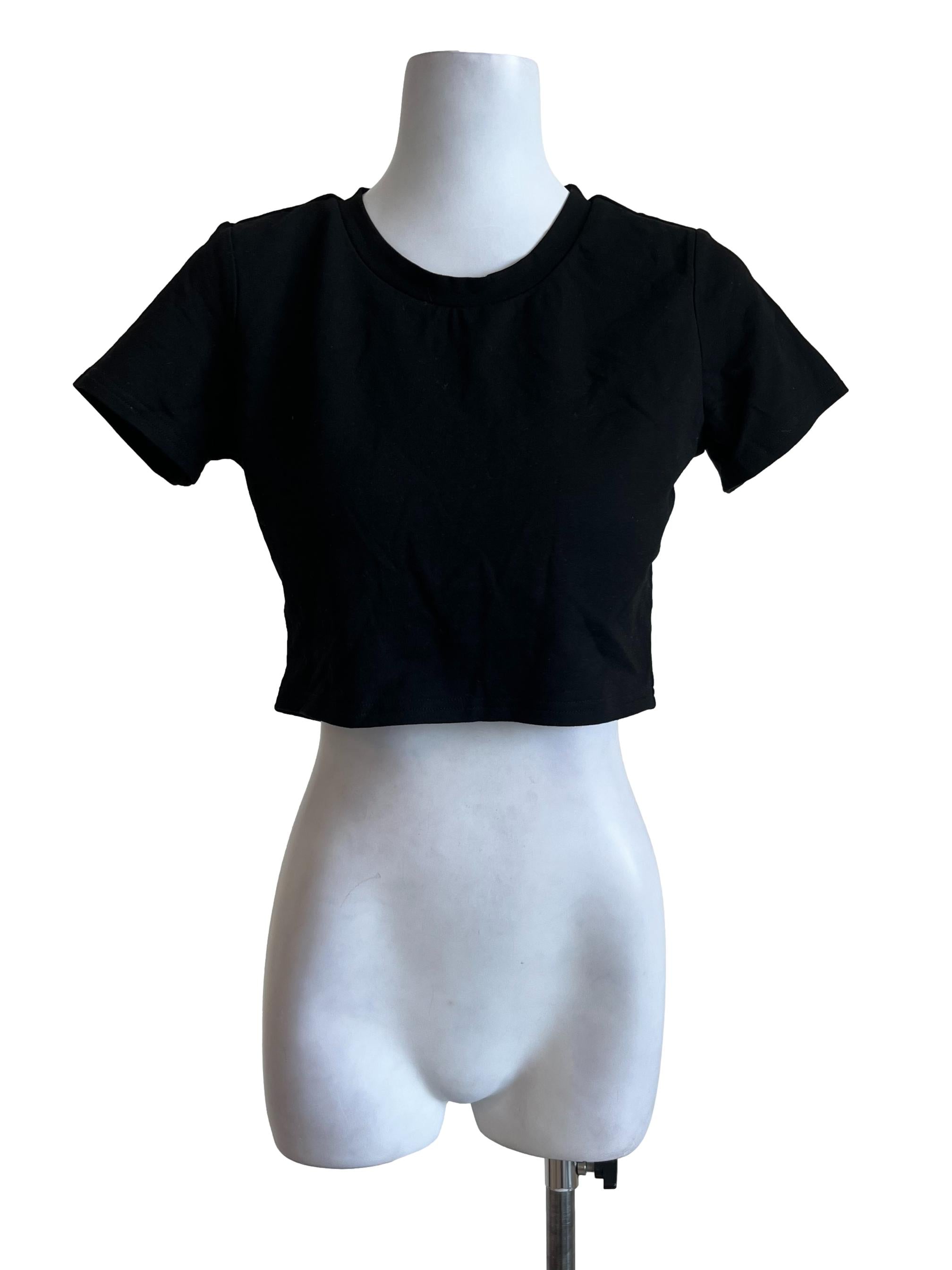 Black Simple Short Sleeve Blouse