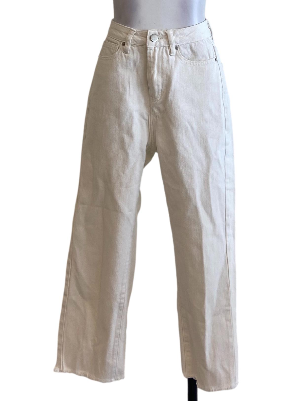 White Herringbone Straight Jeans LB