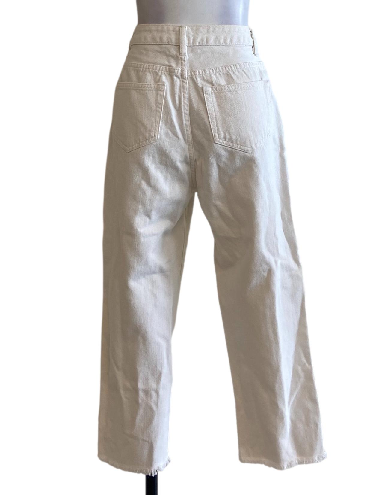White Herringbone Straight Jeans LB