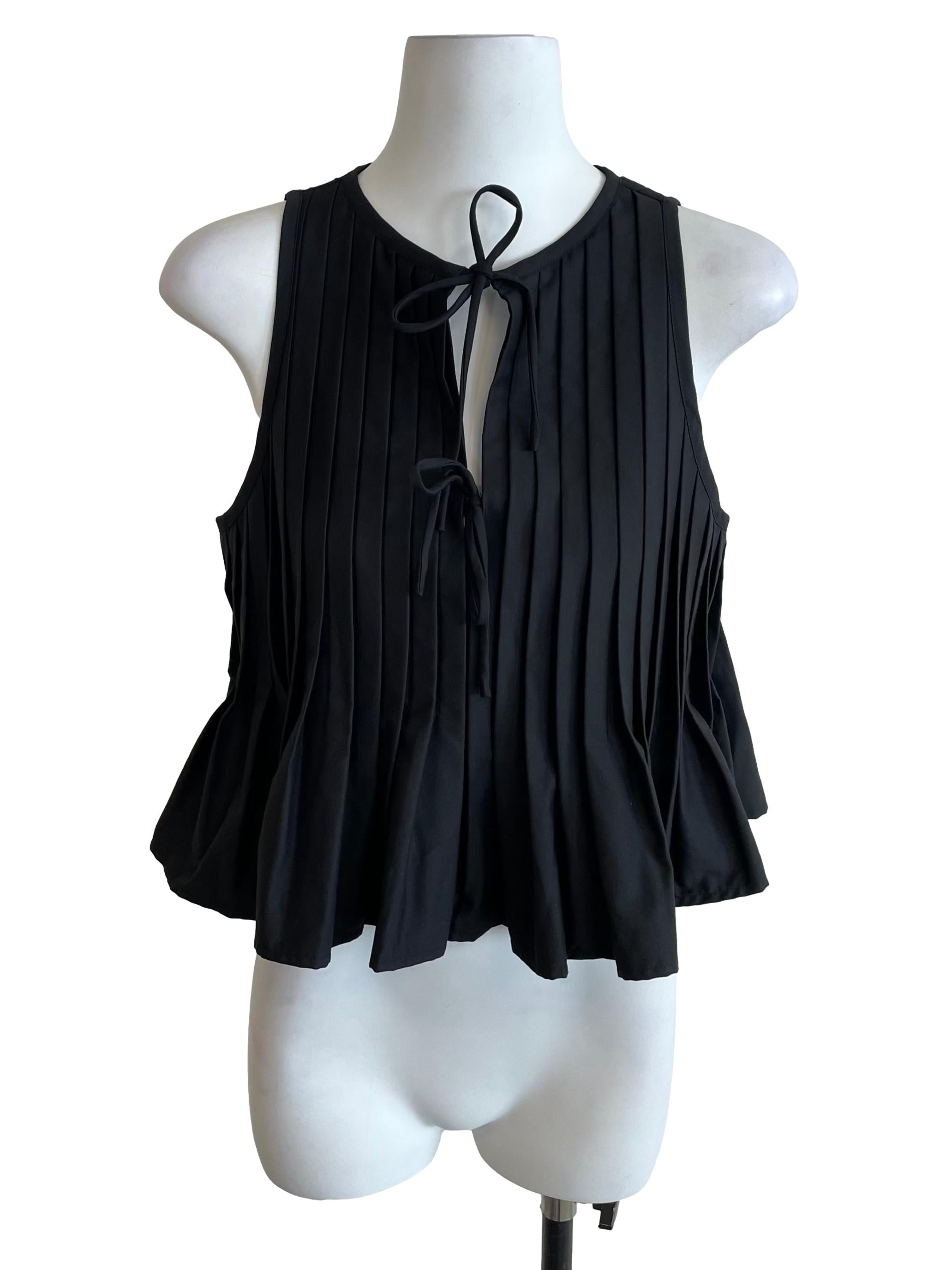 Black Pleated Front Knots Top LB