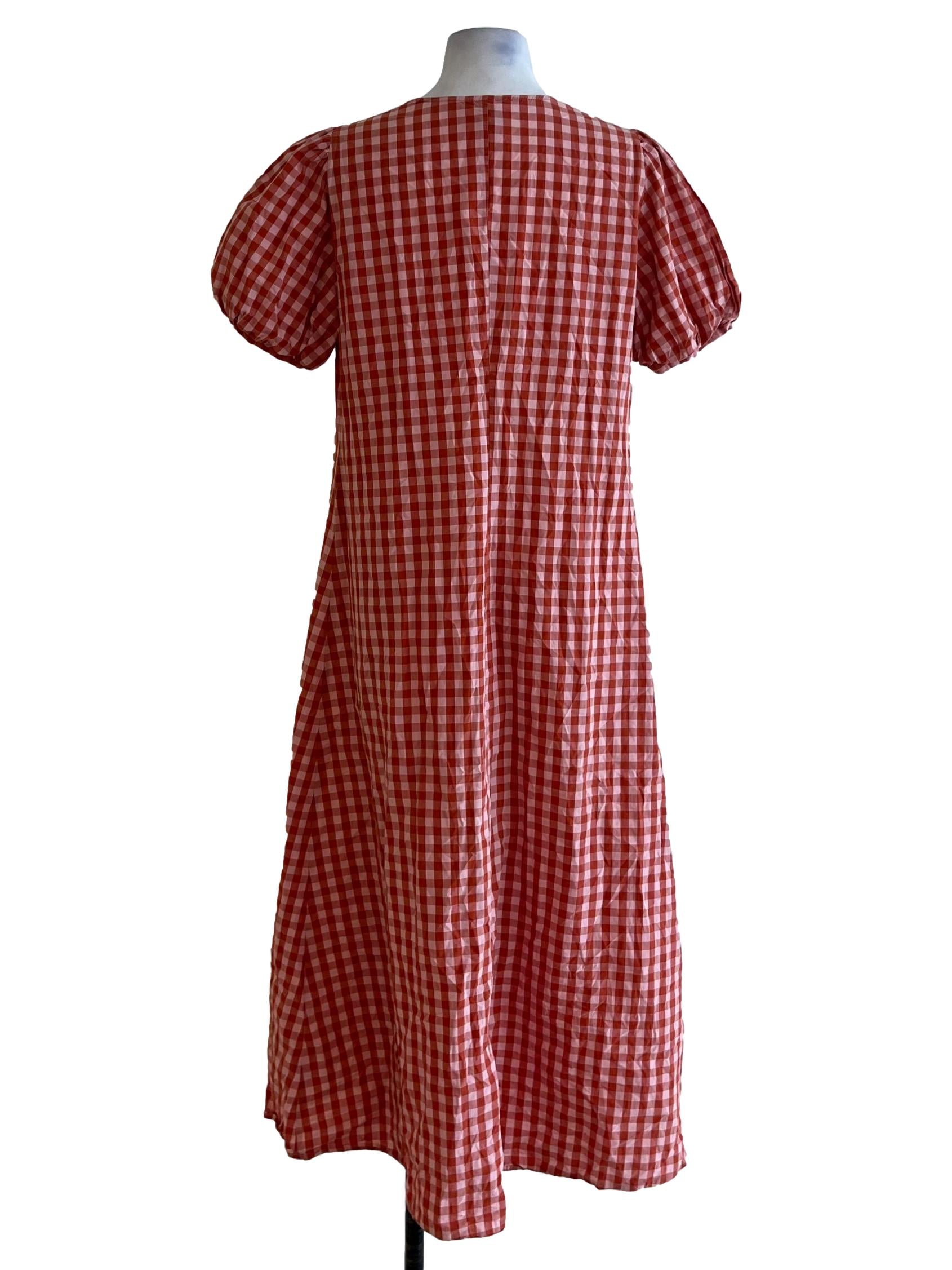 Amber Orange Gingham Empire Dress