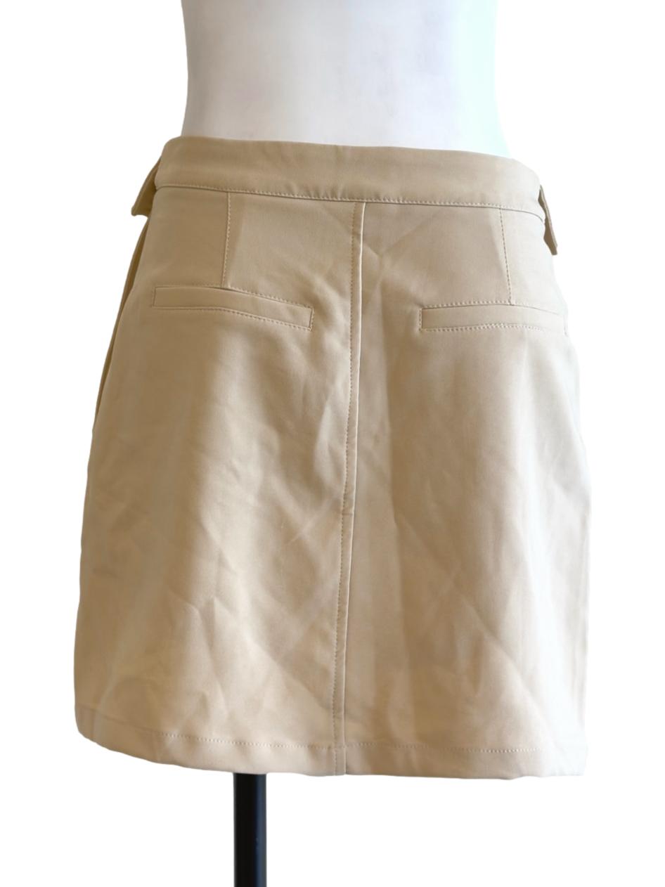 Beige Pocket Detail Mini Skirt
