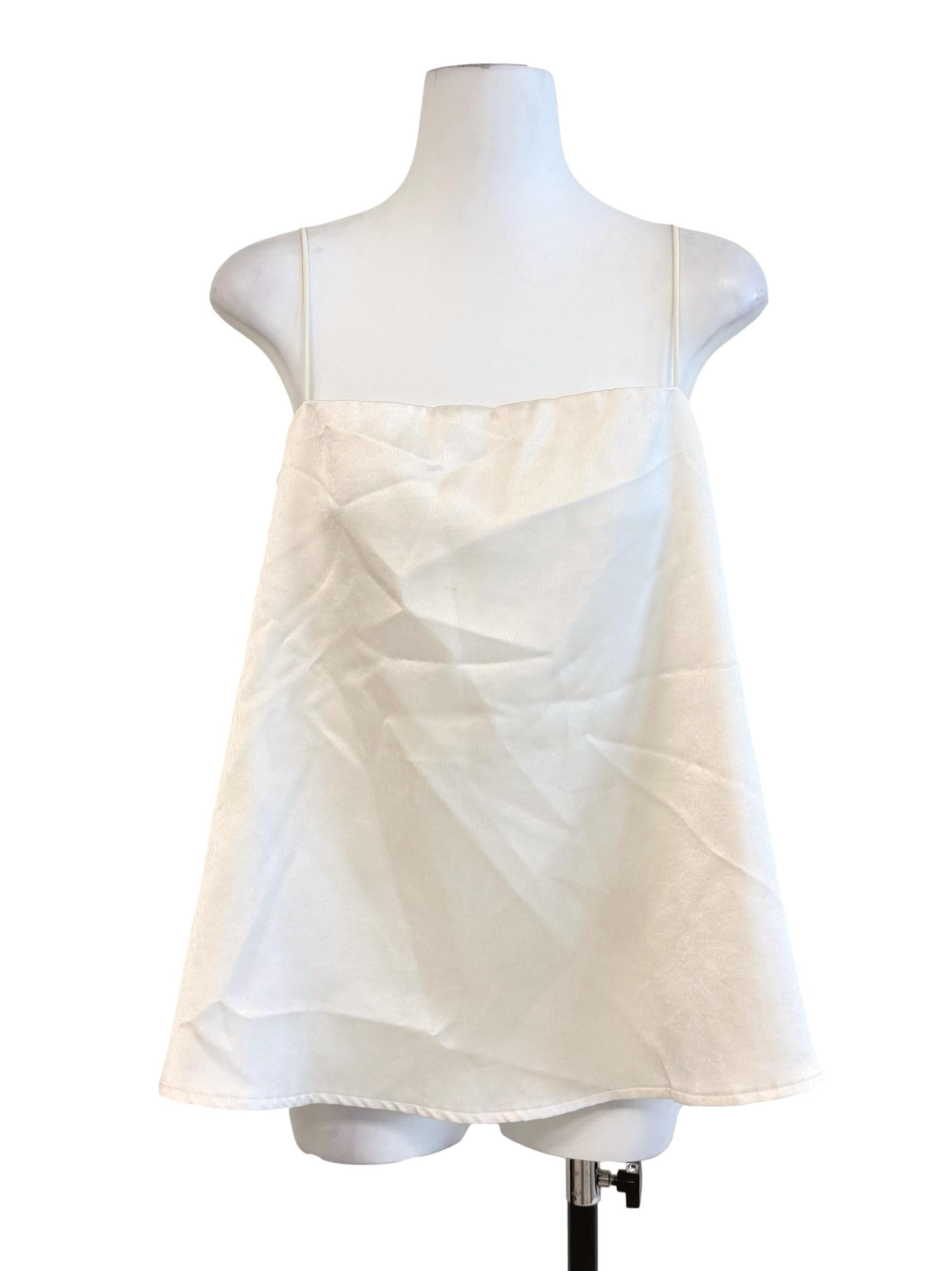 Cream Sleeveless Satin Top