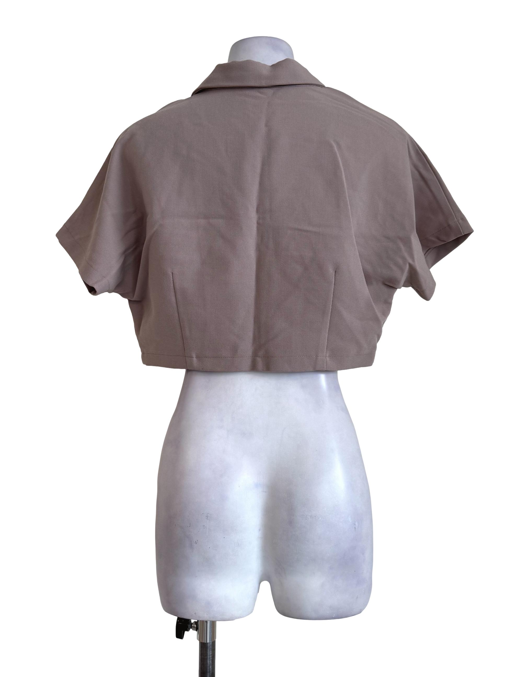 Caramel Brown Short Sleeve Crop Jacket