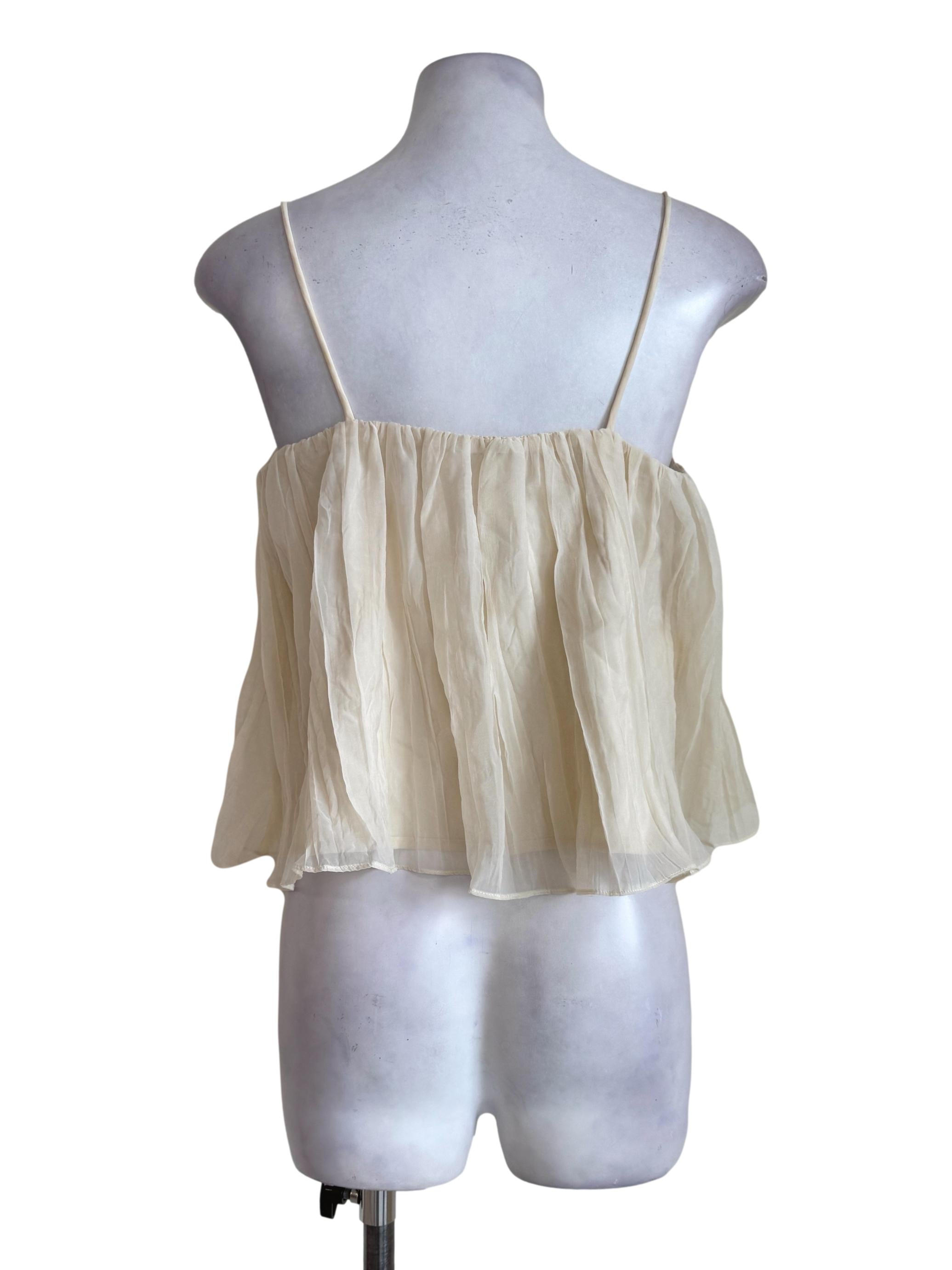 Pale Yellow Pleated Tank Top