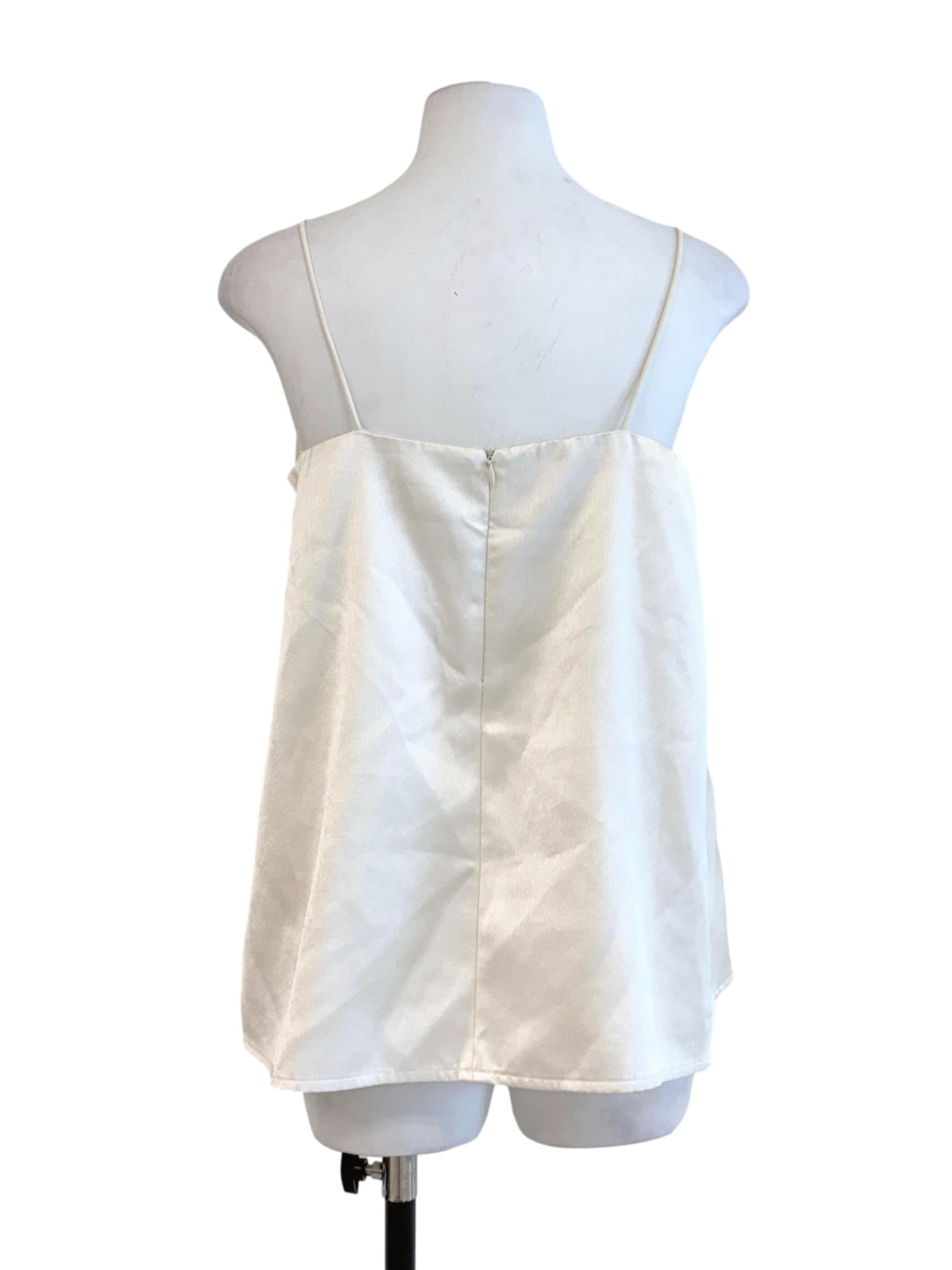Cream Sleeveless Satin Top