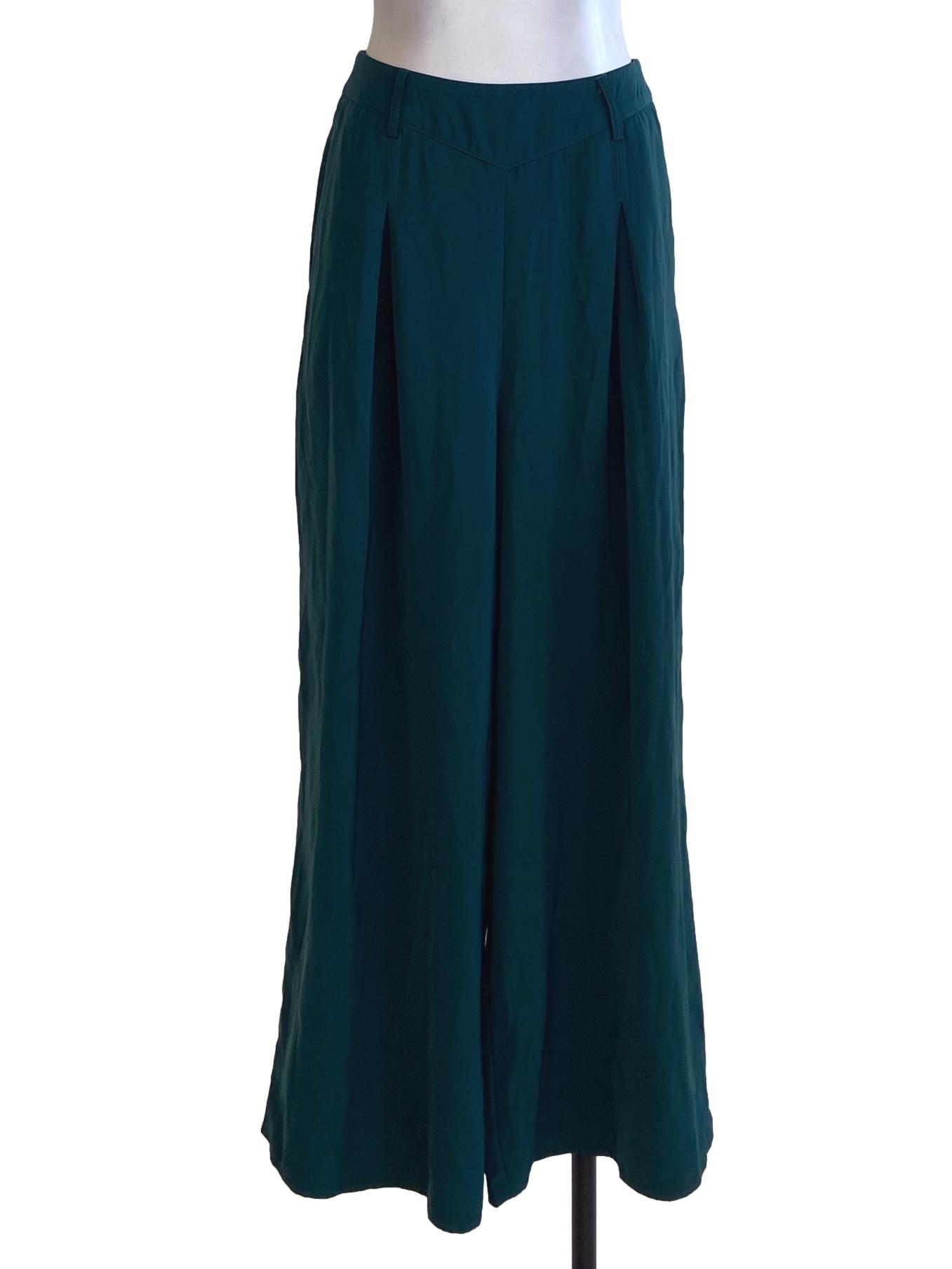 Emerald Green Silk Palazzo Pants TTR
