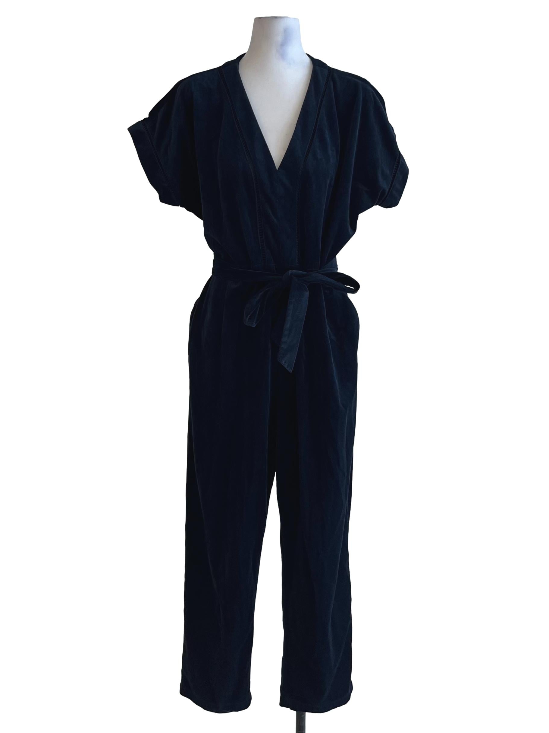 Navy Blue V-Neck Jumpsuit