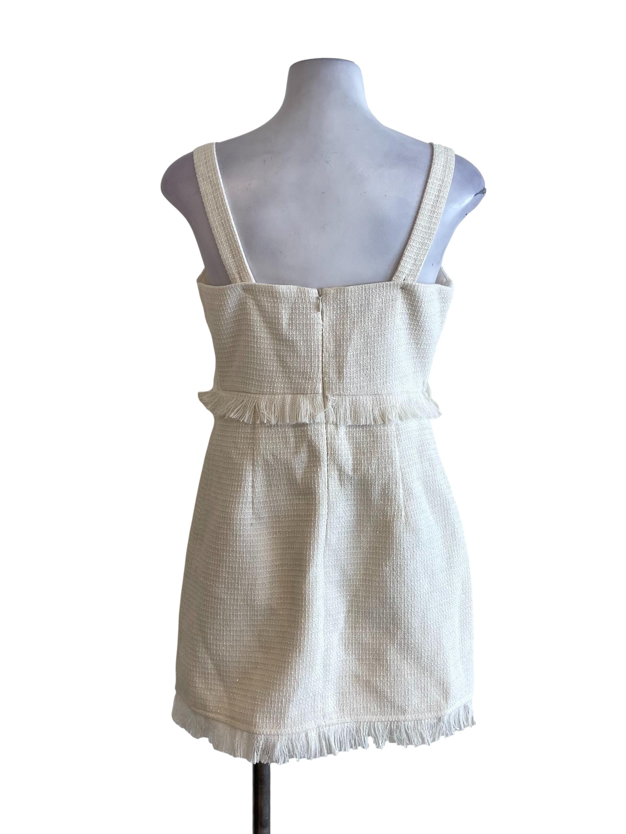 Cream Shiny Tweed Dress