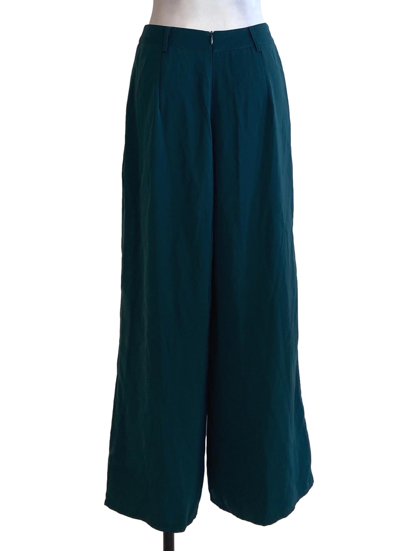 Emerald Green Silk Palazzo Pants TTR