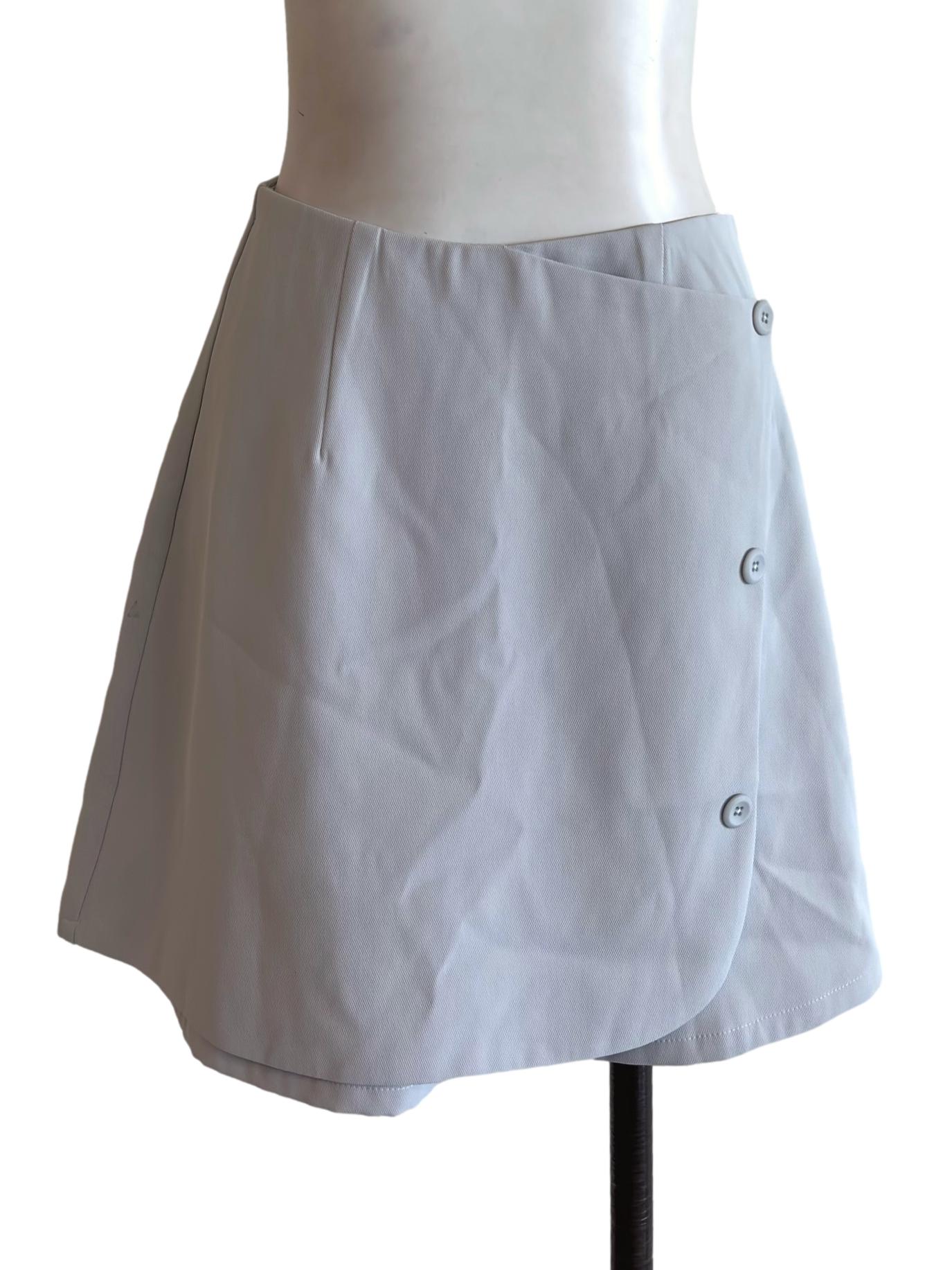 Light Blue Button Detail Mini Skort TCL