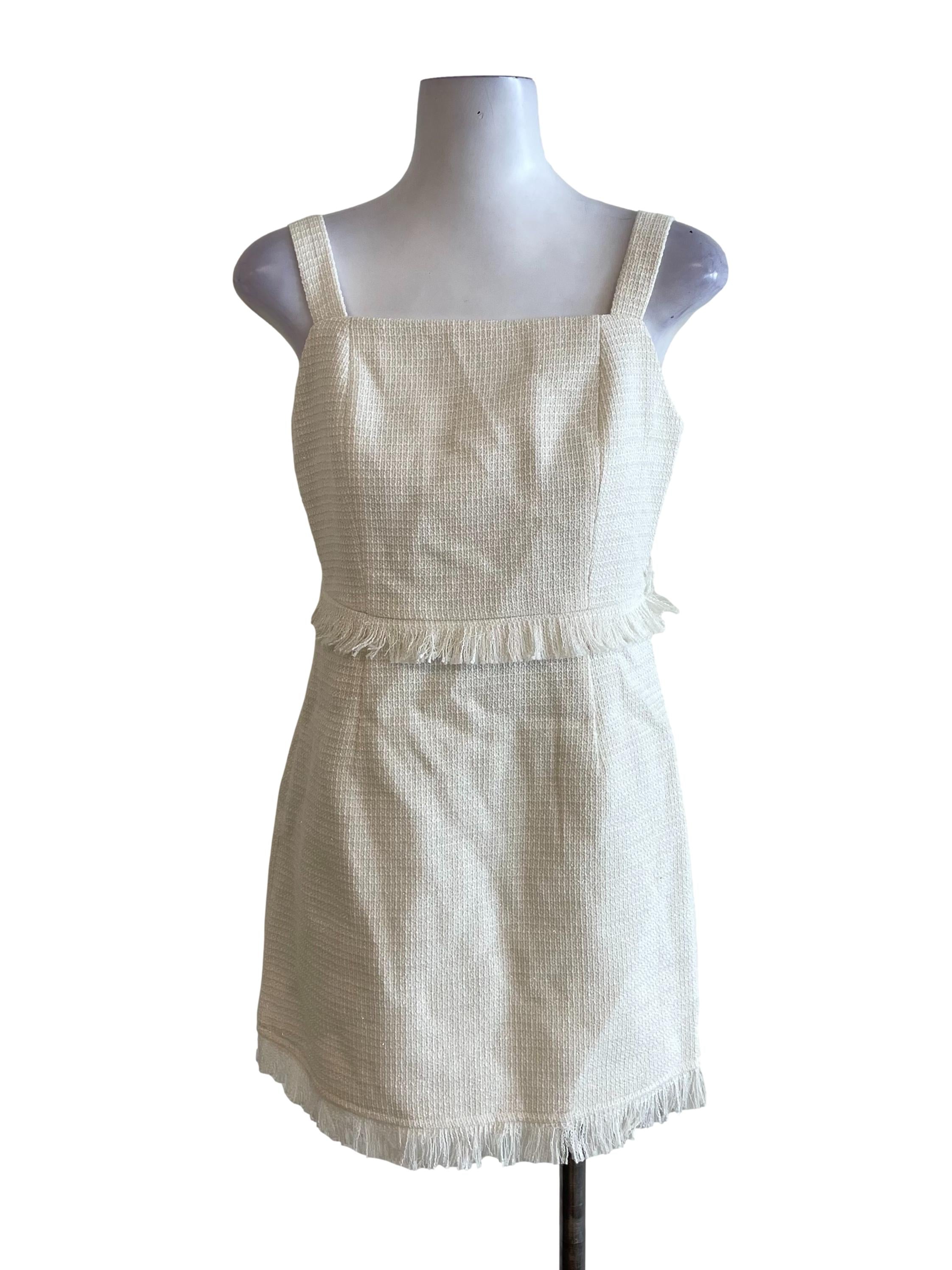 Cream Shiny Tweed Dress
