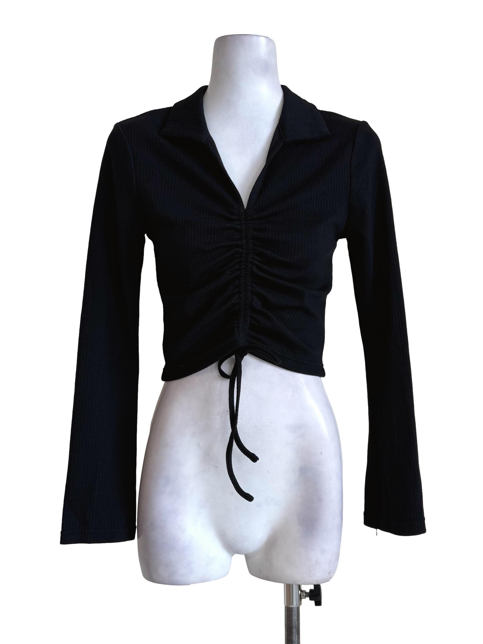 Textured Black Long Sleeve Shirt