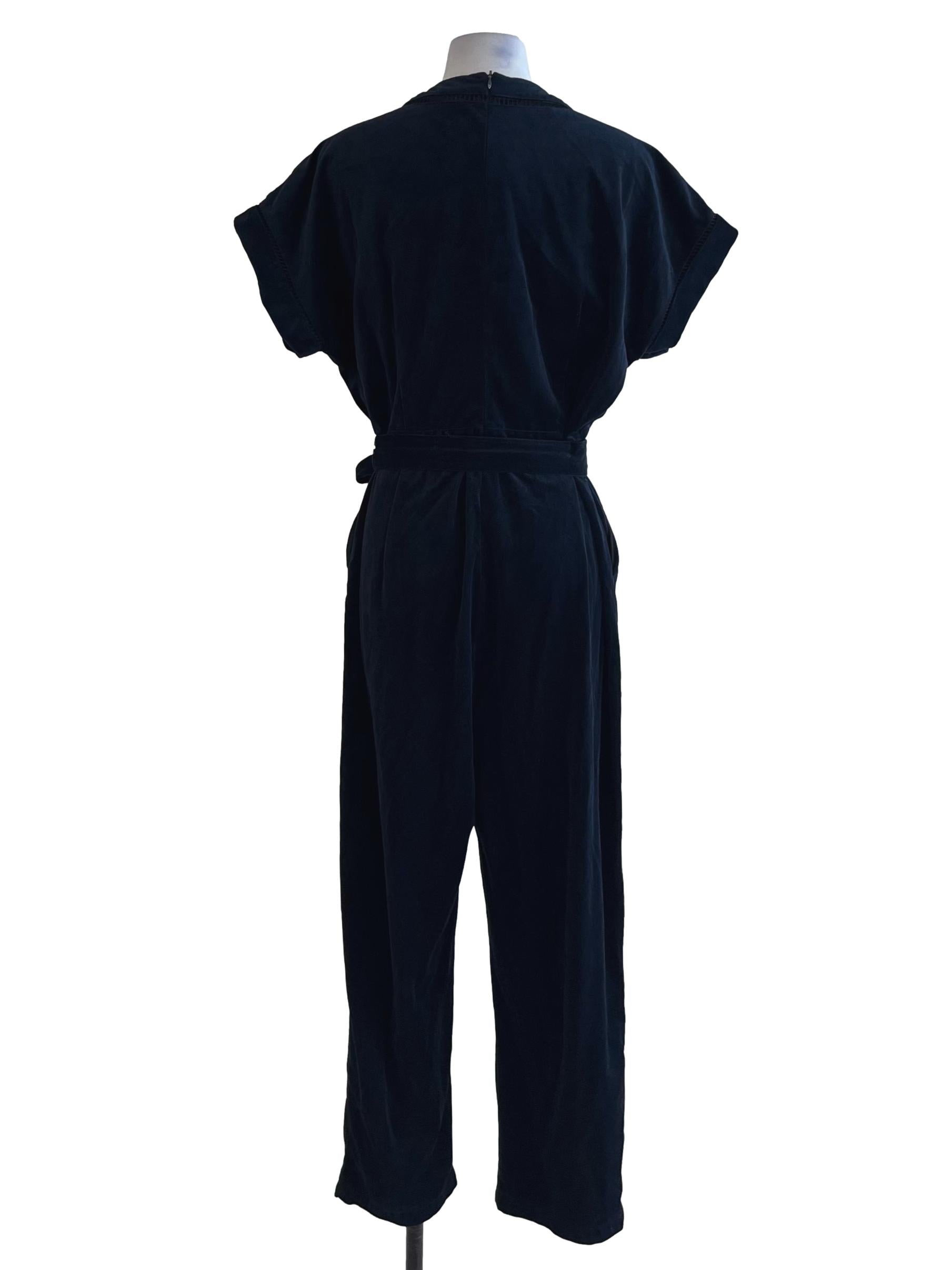 Navy Blue V-Neck Jumpsuit