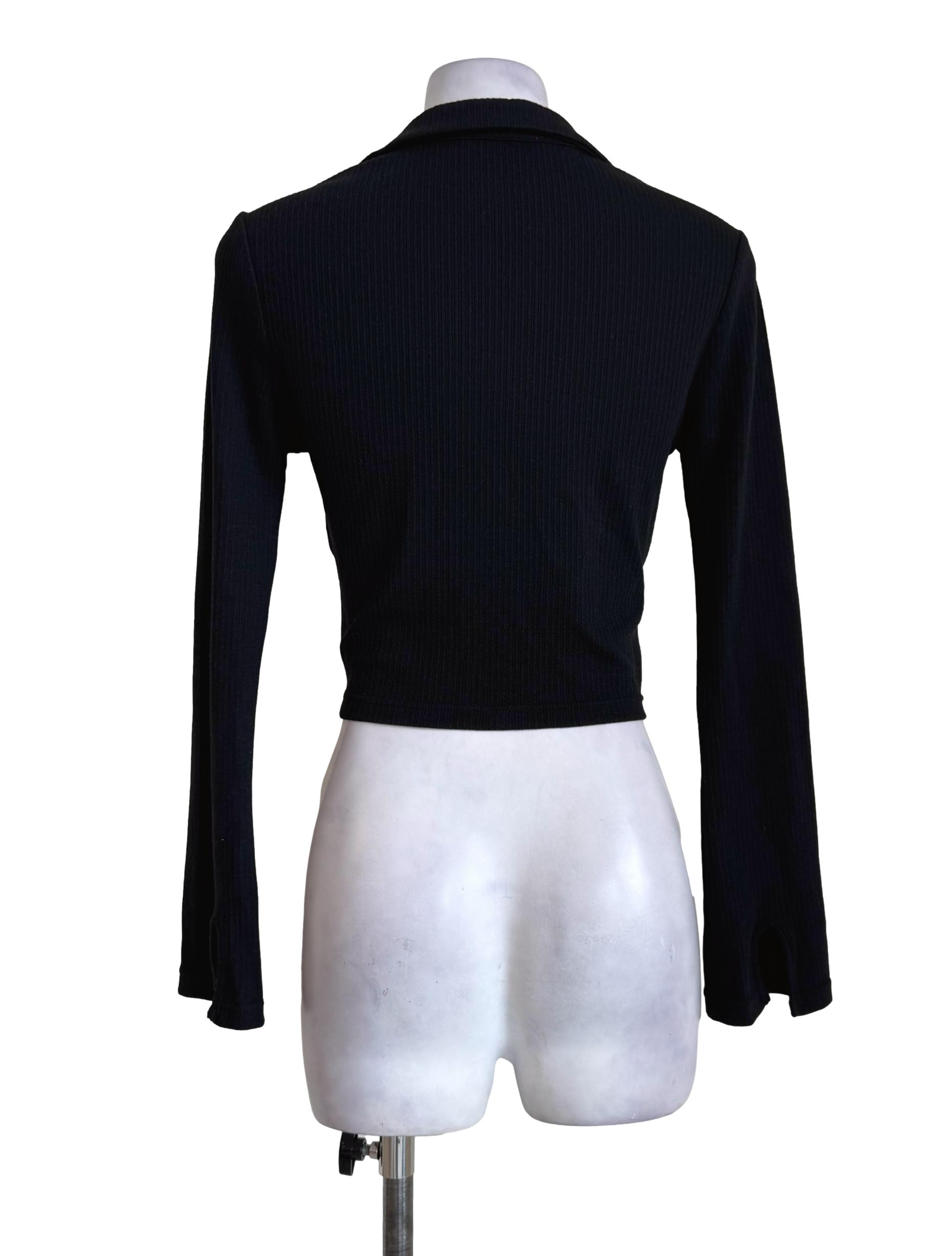 Textured Black Long Sleeve Shirt