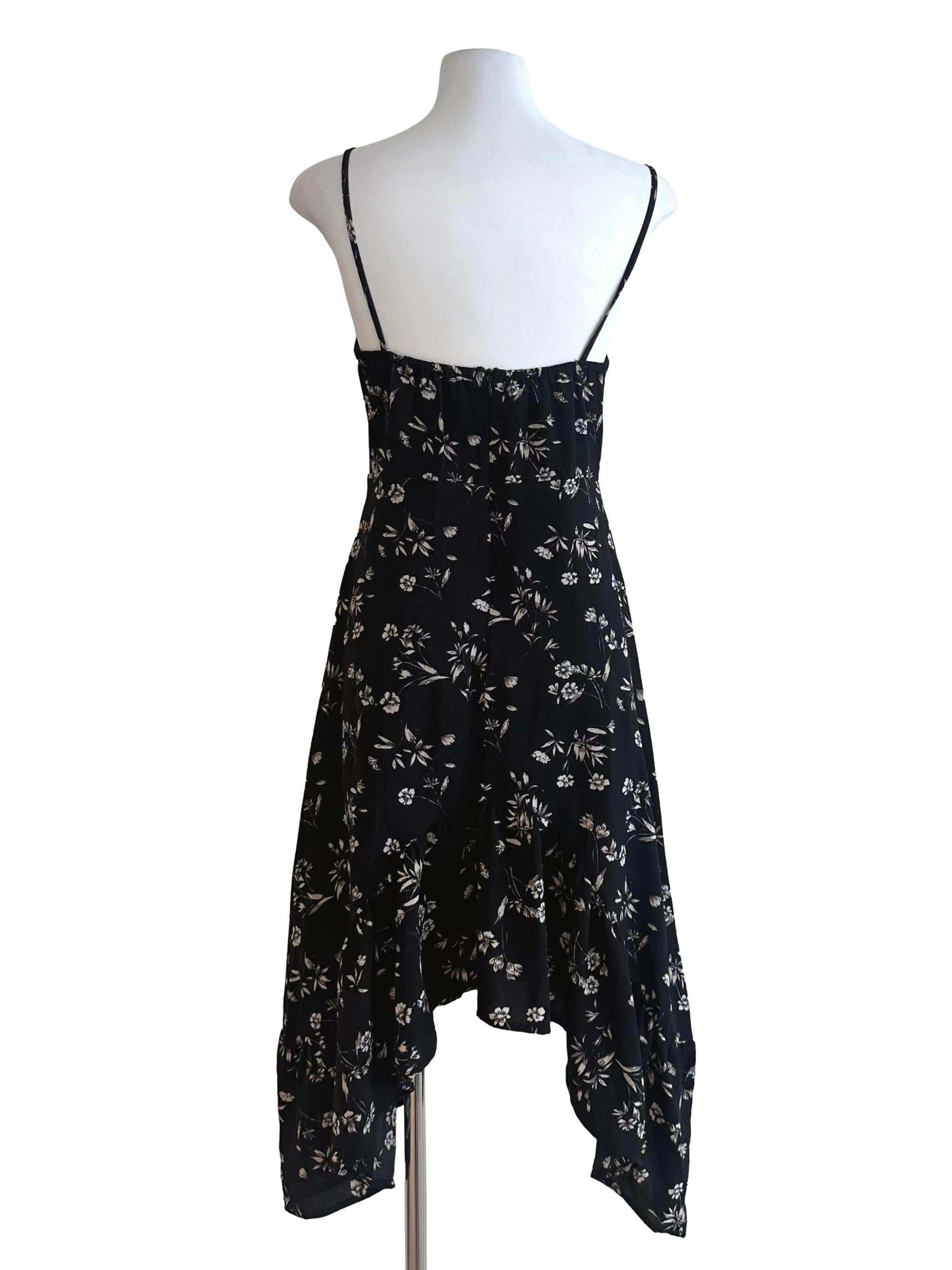 Black Floral Asymmetric Dress