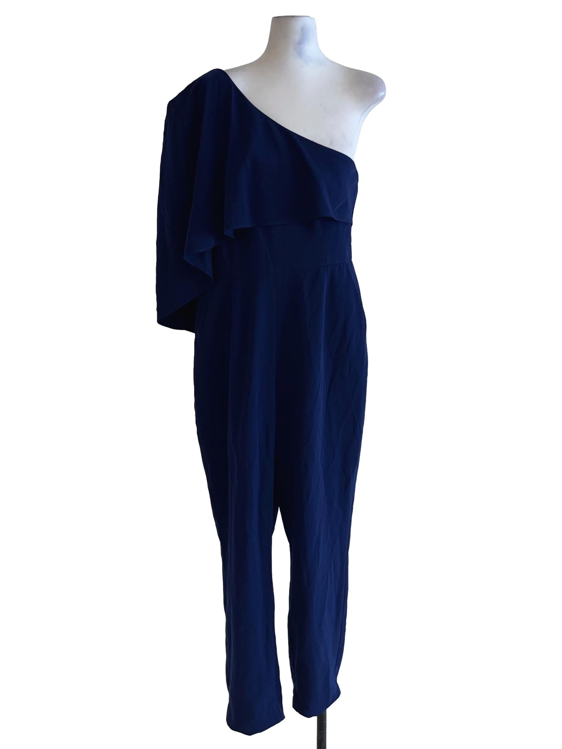Azure Blue Asymmetrical Neckline Jumpsuit