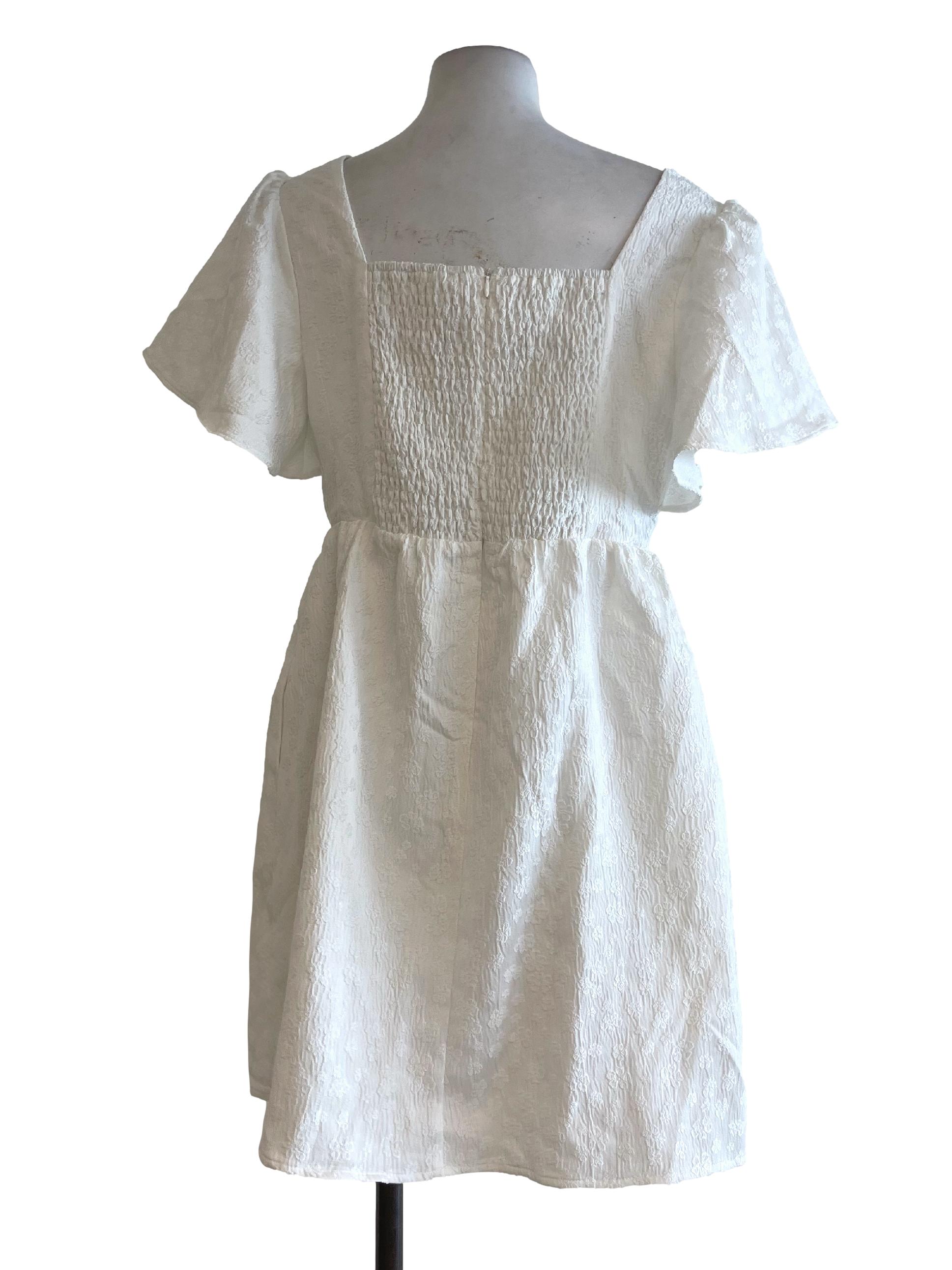 White Textured Puff Dress