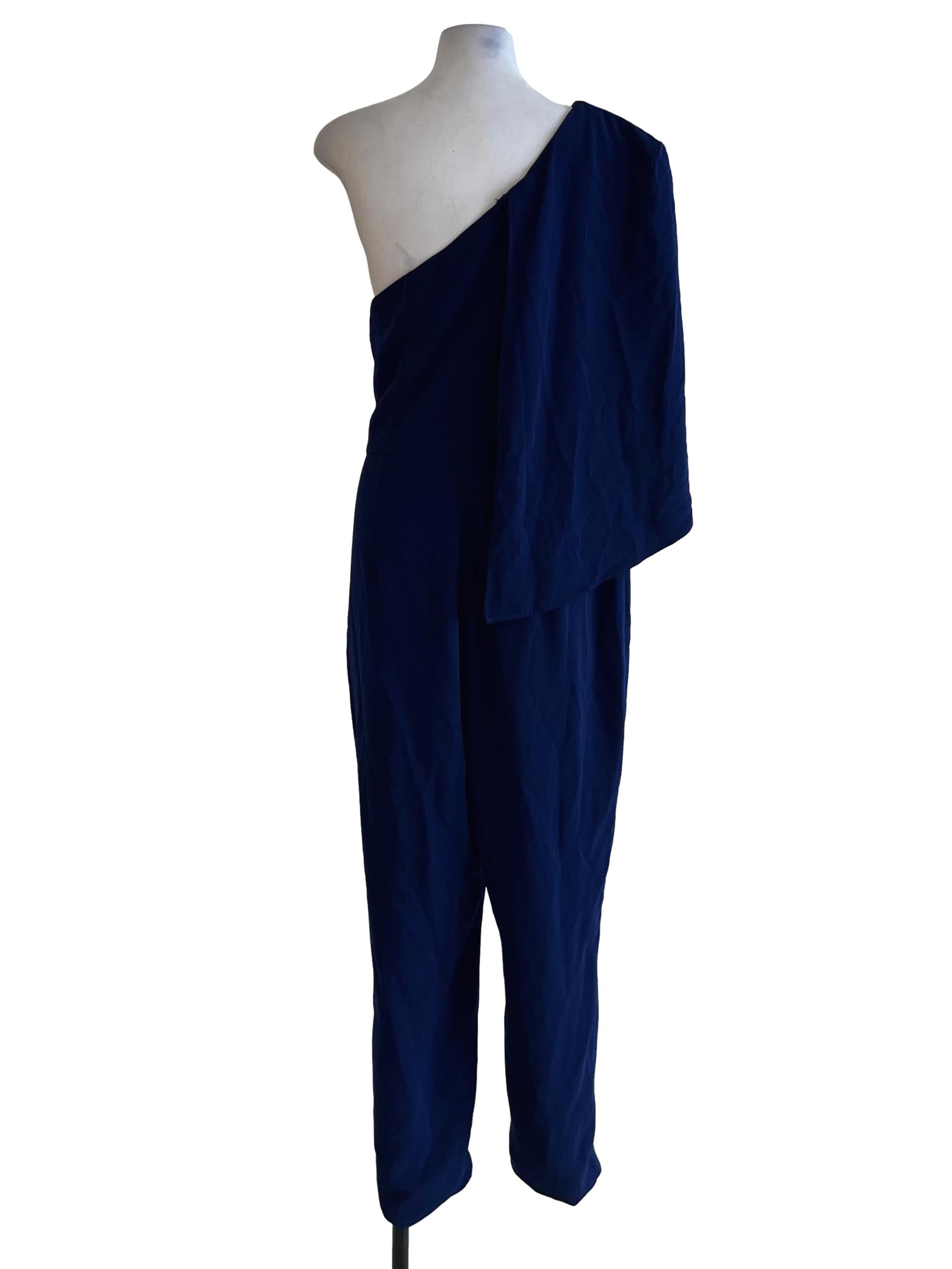 Azure Blue Asymmetrical Neckline Jumpsuit