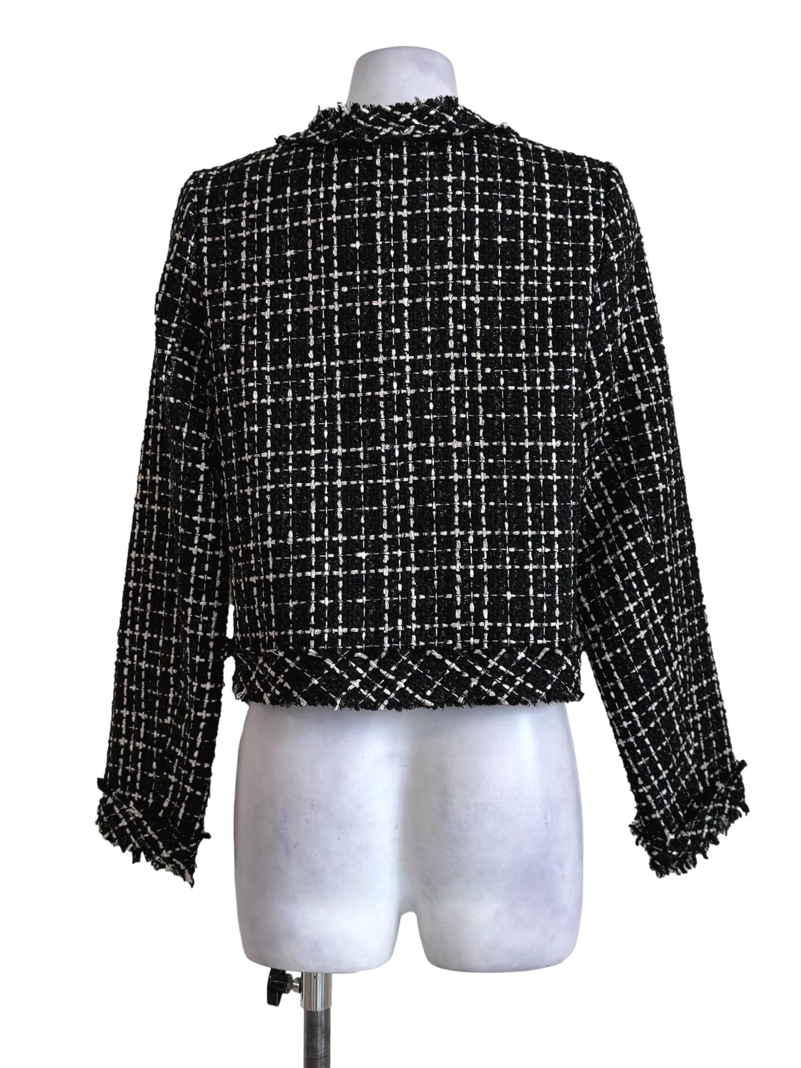 Shiny Black Tweeted Long Sleeve Jacket