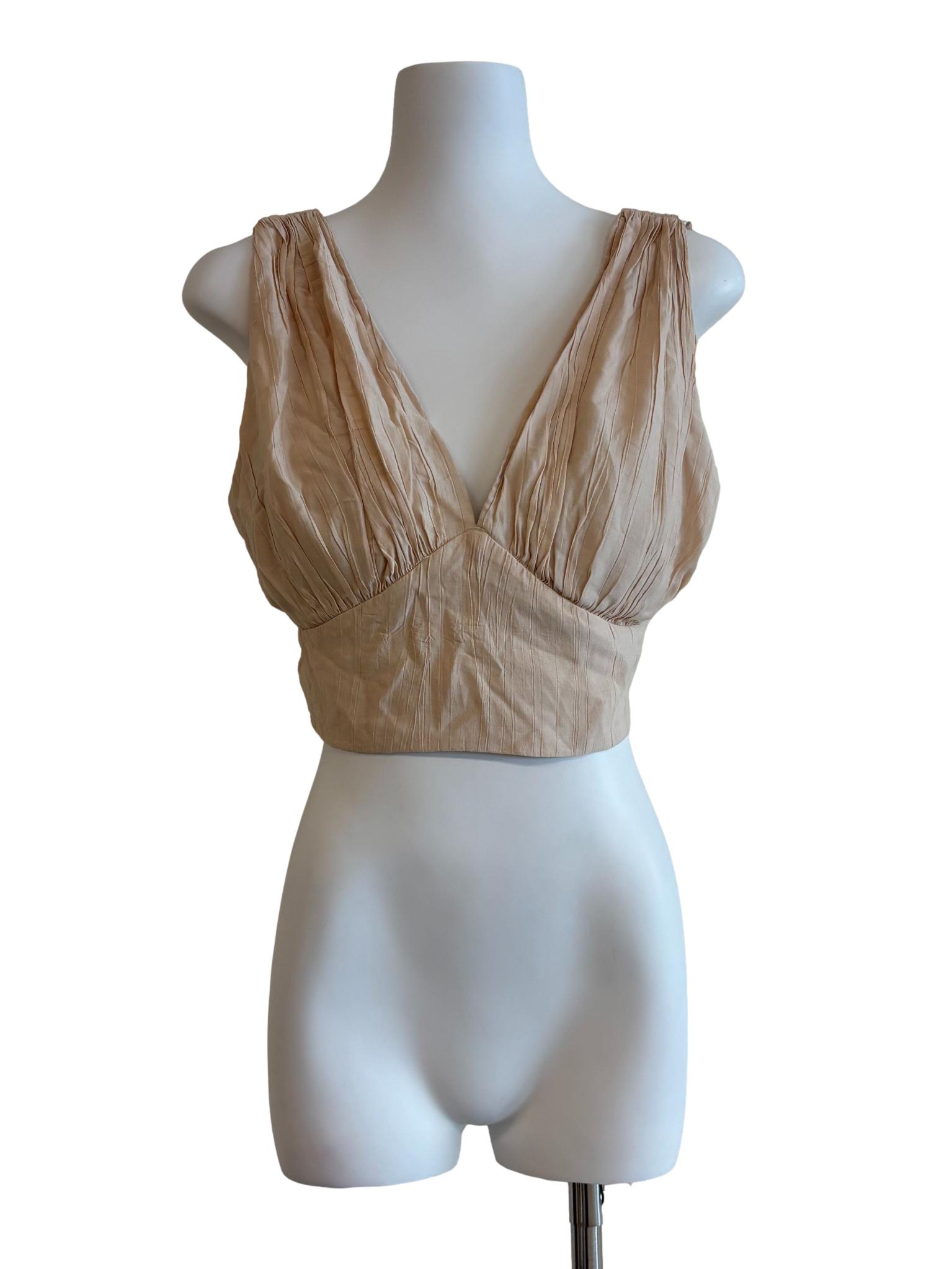 Peach Crinkled Cotton Sleeveless Top