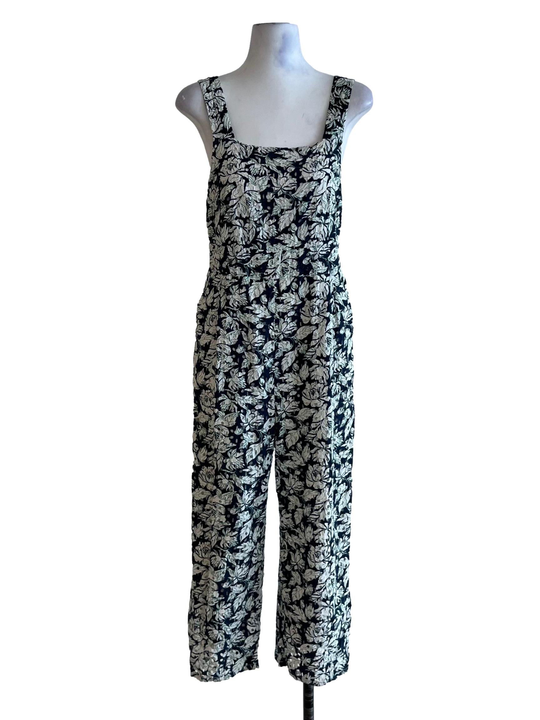Navy Blue Square Neckline Jumpsuit
