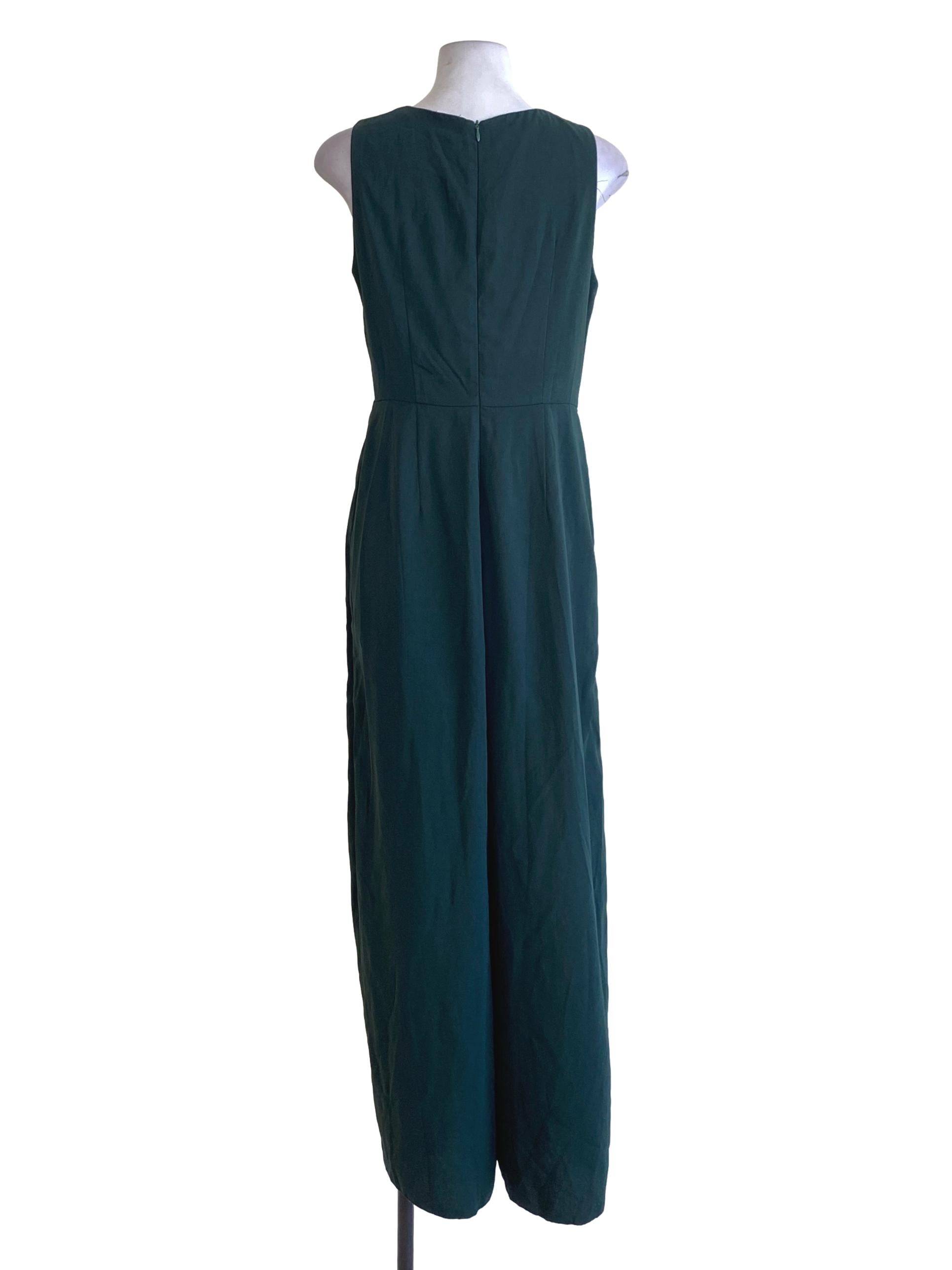 Emerald Green Round Neck Cape And Jumpsuit