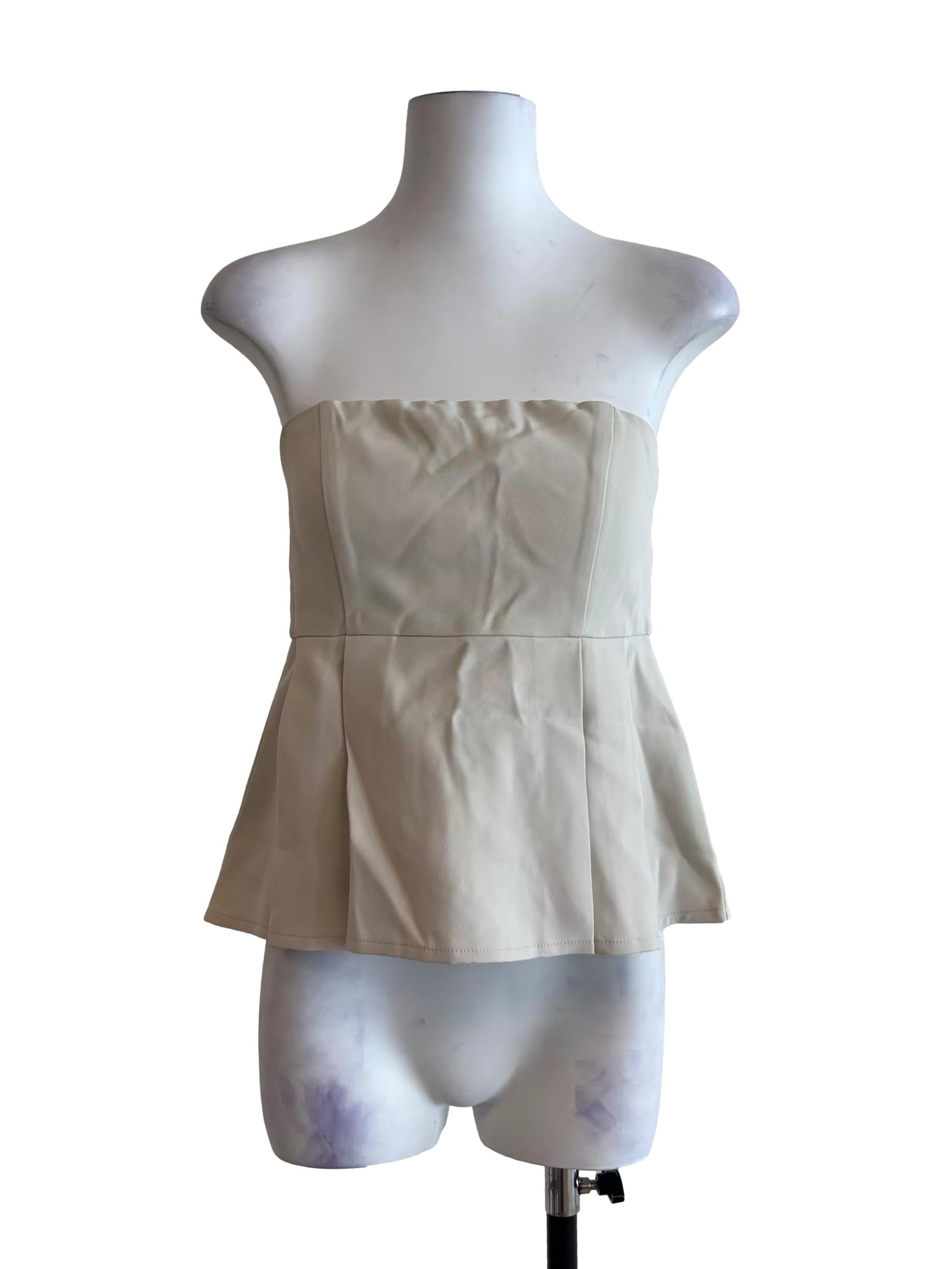 Merino Strapless Peplum Top