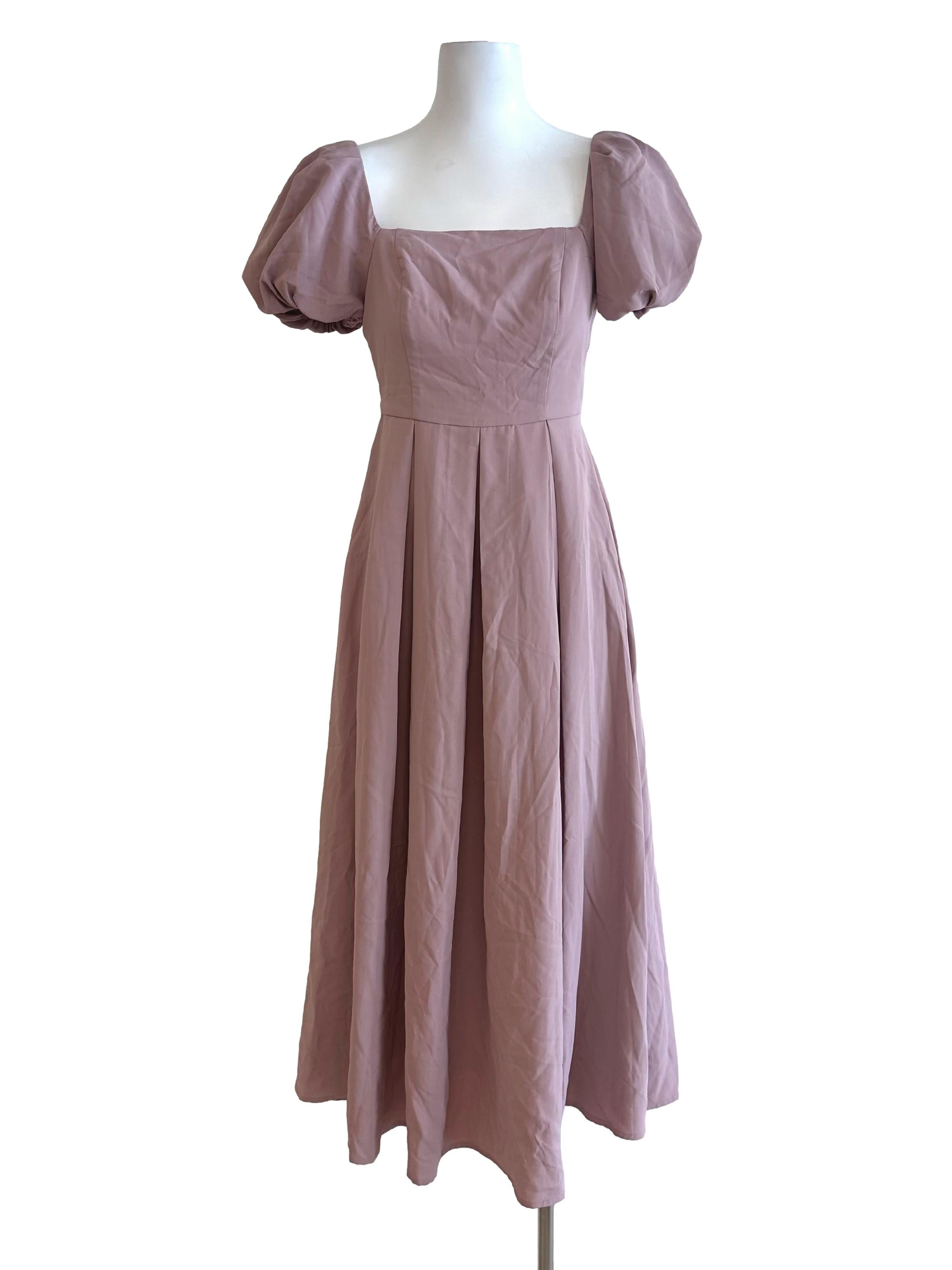 Yam Purple Box Pleated Empire Dress