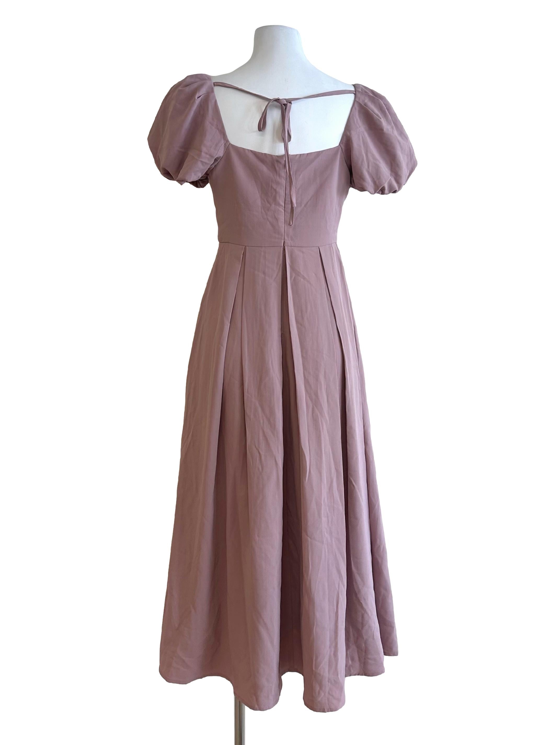 Yam Purple Box Pleated Empire Dress