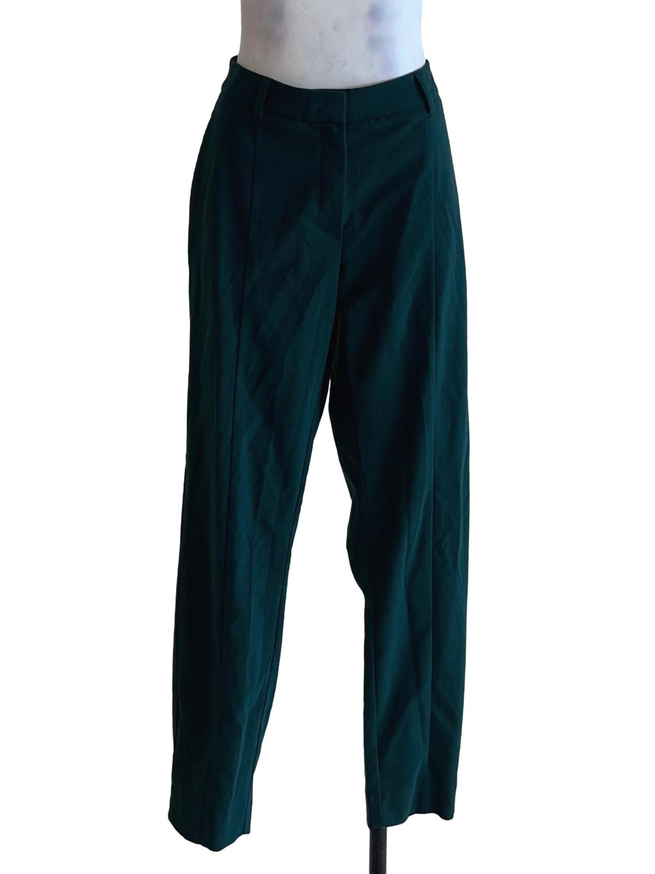 Pine Green Plain Straight Formal Pants