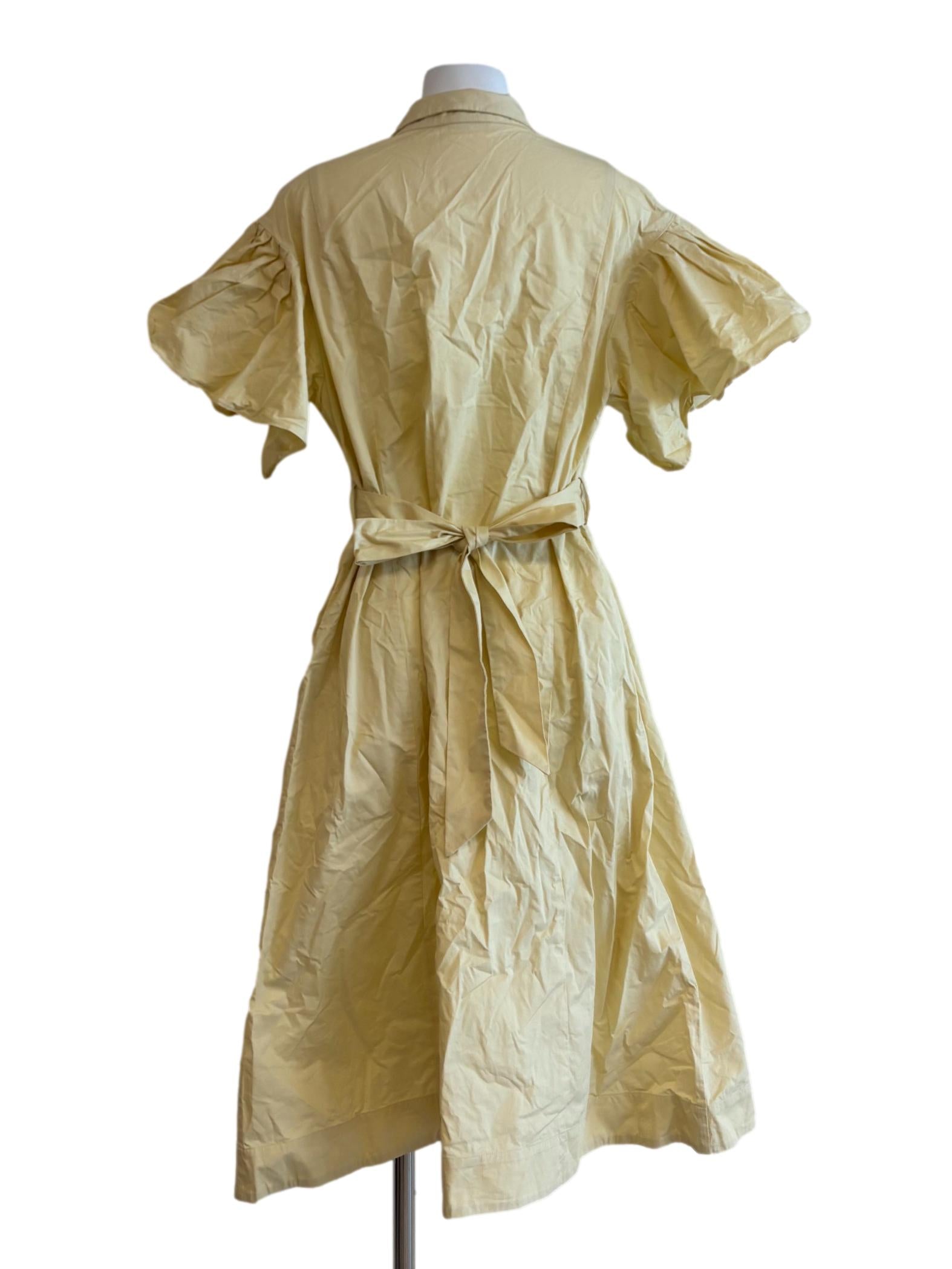 Pastel Yellow Cotton Shirt Dress