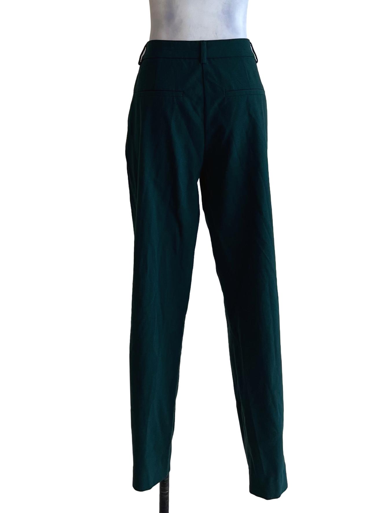 Pine Green Plain Straight Formal Pants