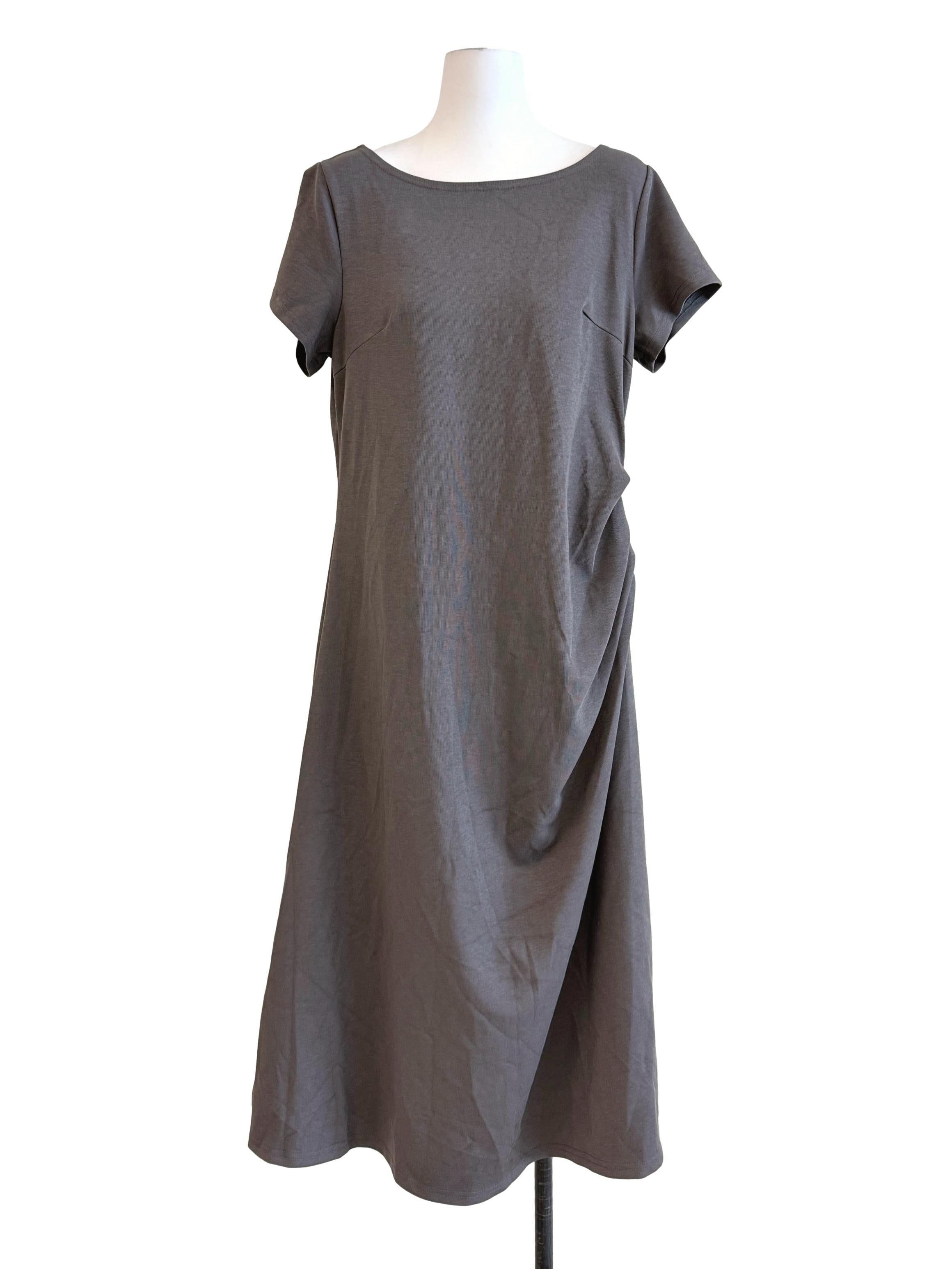 Charcoal Short Sleeves Maxi Dress